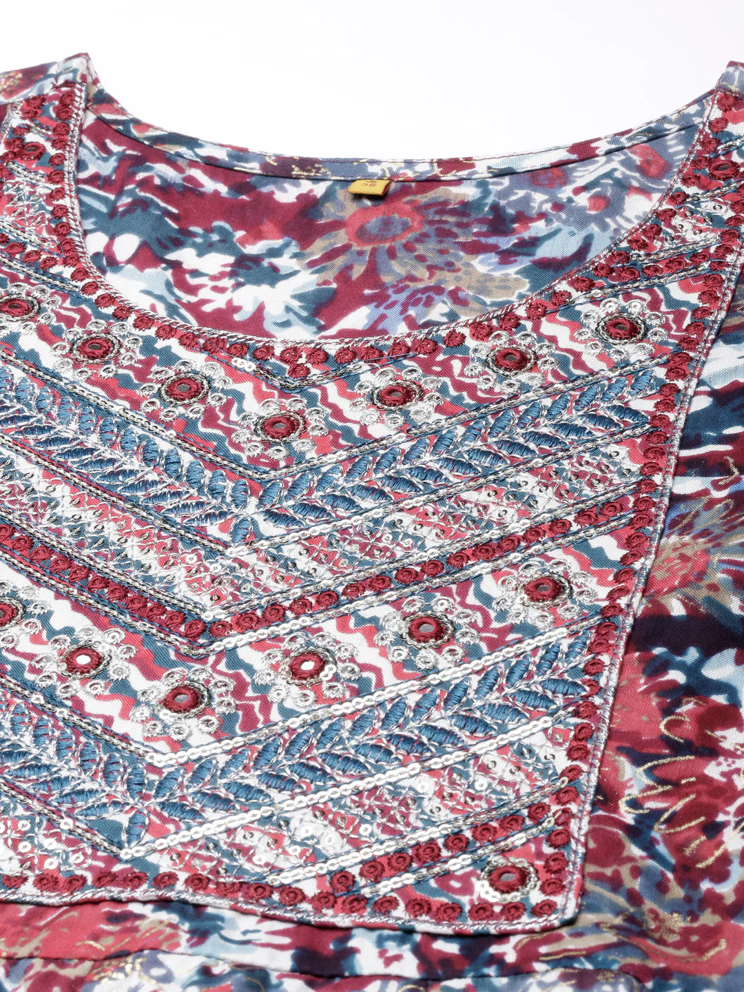 Neerus Maroon Straight Casual Floral Straight Kurta - Image 6