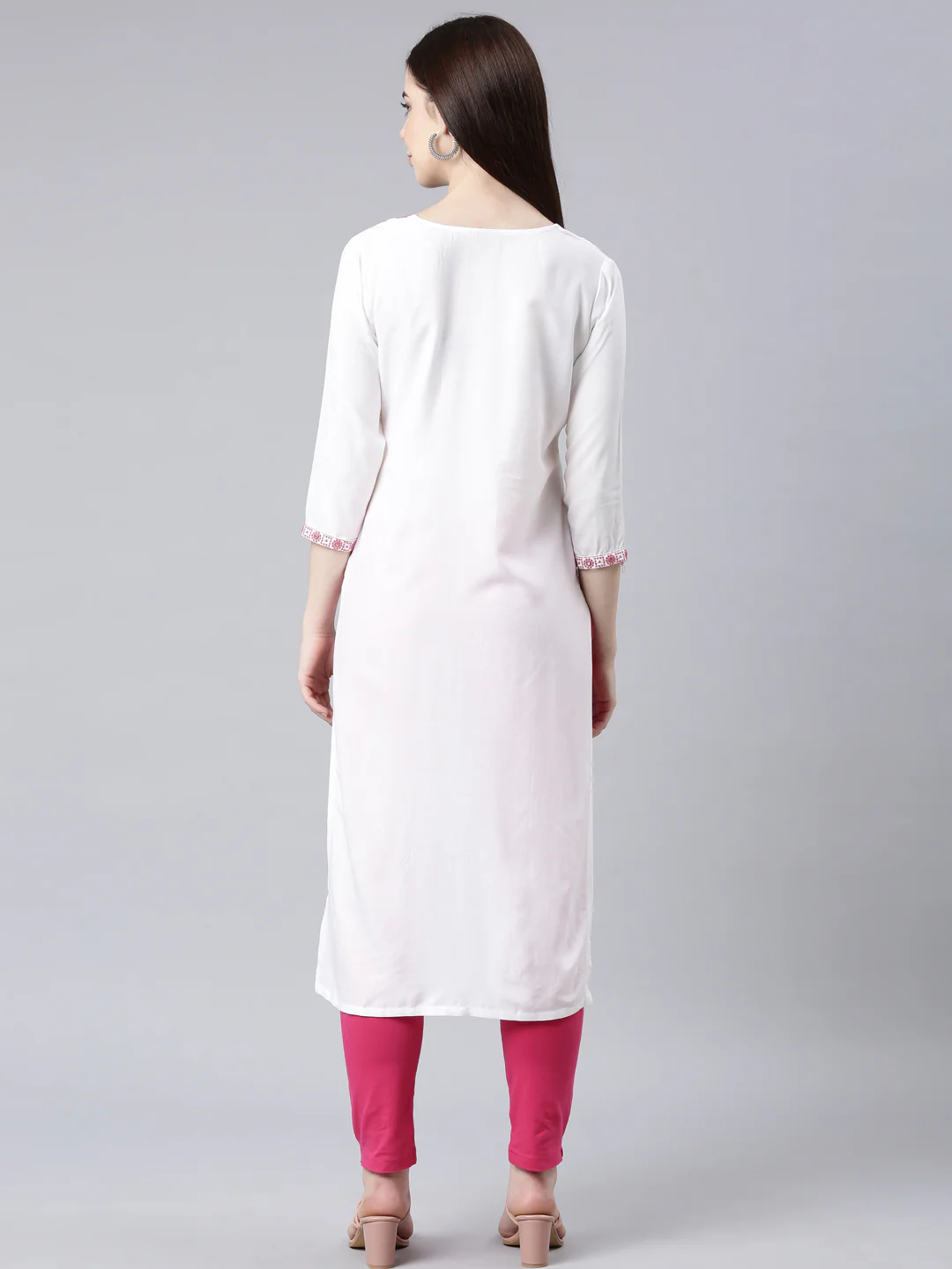 Neerus Maroon Straight Casual Solid Straight Kurta - Image 3