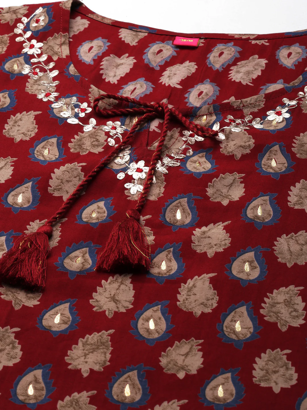 Neerus Maroon Straight Printed Modal Kurta - Image 6