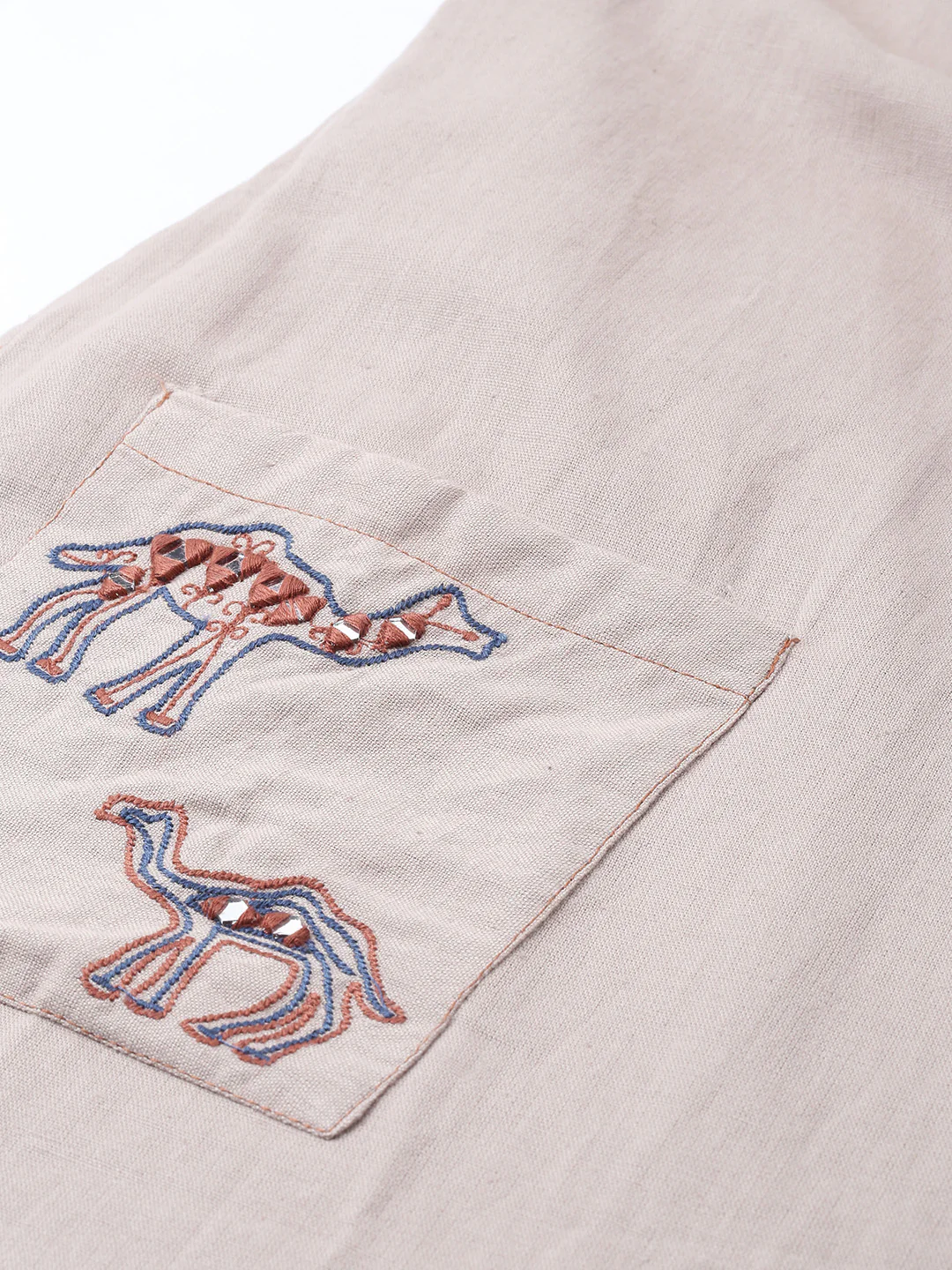 Neerus Mauve Embroidered Straight Kurta - Image 4
