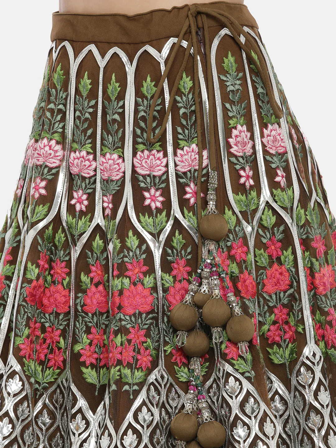 Neerus Mehadi Color Nett Fabric Ghagra Set - Image 8