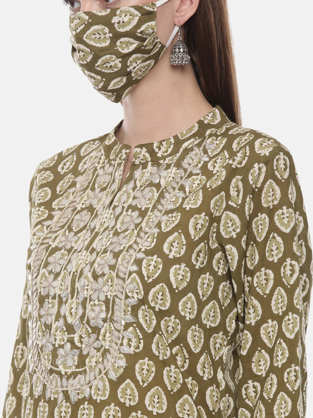 Neerus Mehadi Green Color Cotton Fabric Suit-Pant - Image 3