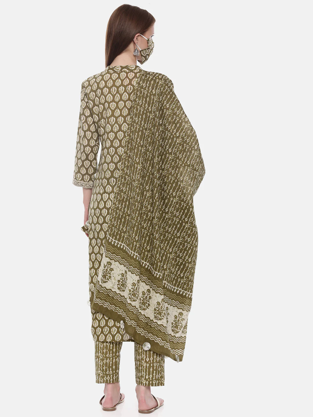 Neerus Mehadi Green Color Cotton Fabric Suit-Pant - Image 6