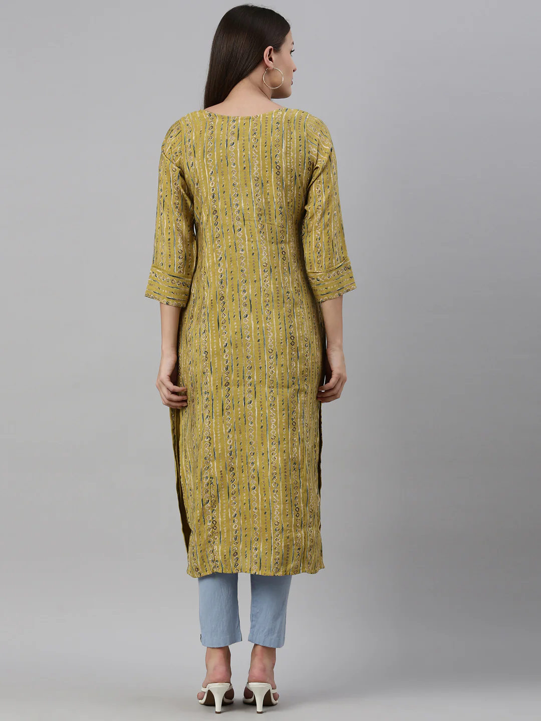 Neerus Mehadi Green Color Georgette Fabric Kurta - Image 5
