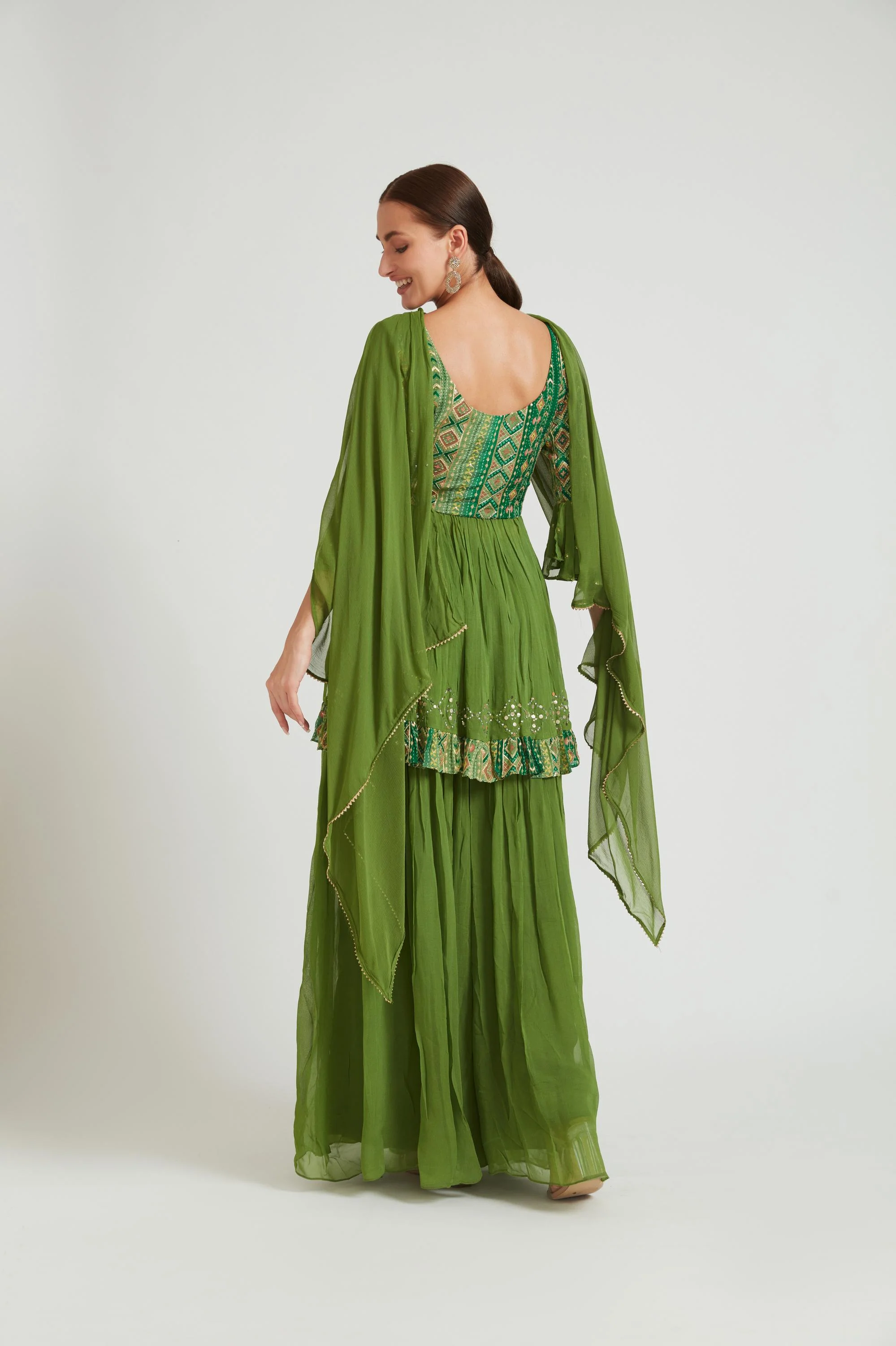 Neerus Mehadi Green Color Georgette Fabric Salwar Kameez - Image 3
