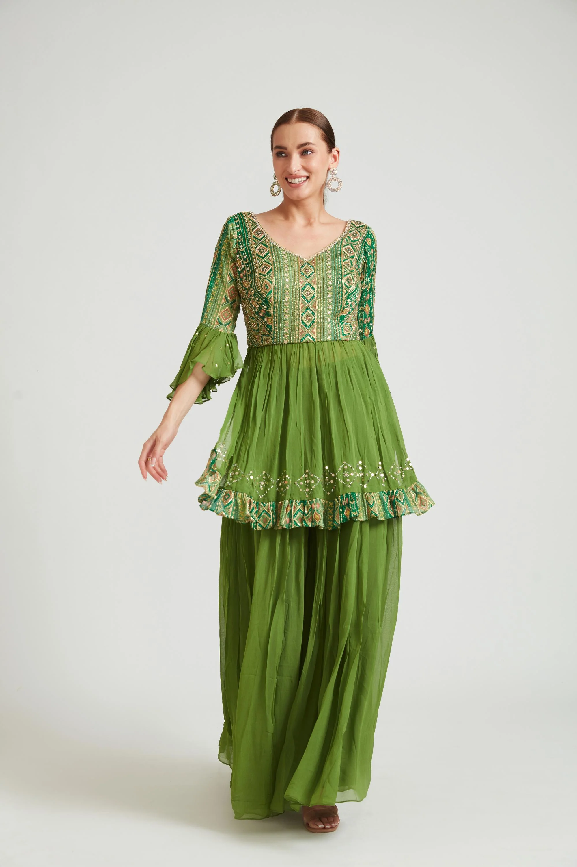 Neerus Mehadi Green Color Georgette Fabric Salwar Kameez - Image 4