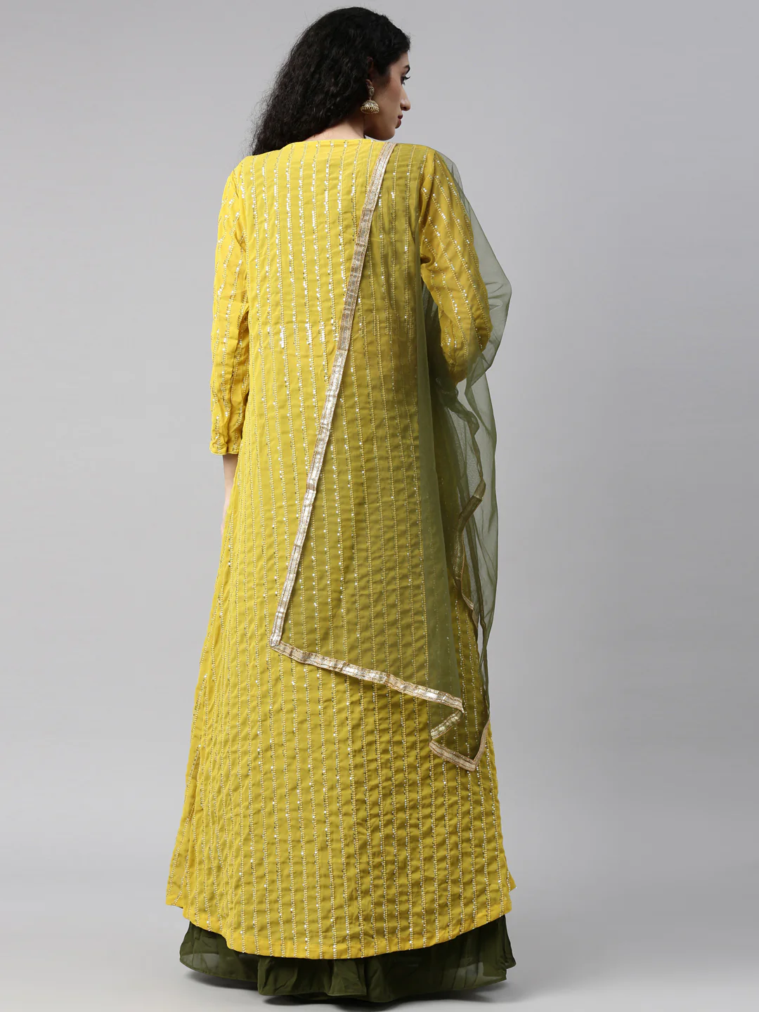 Neerus Mehadi Green Color Georgette Fabric Suit Set - Image 36