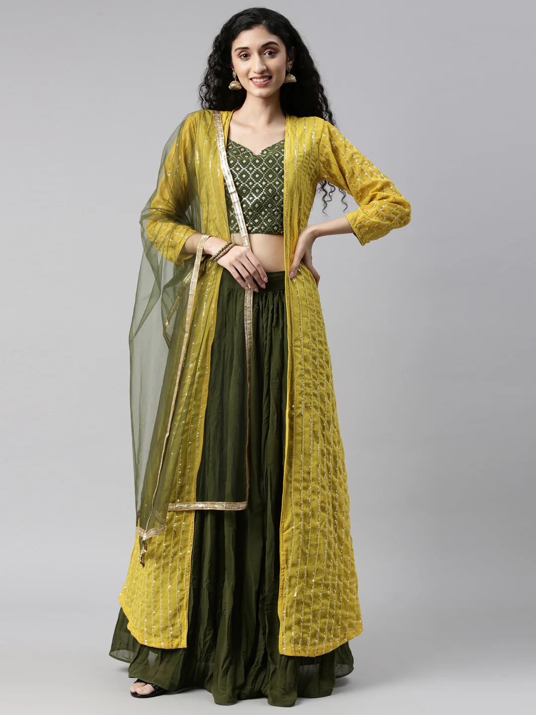 Neerus Mehadi Green Color Georgette Fabric Suit Set - Image 37