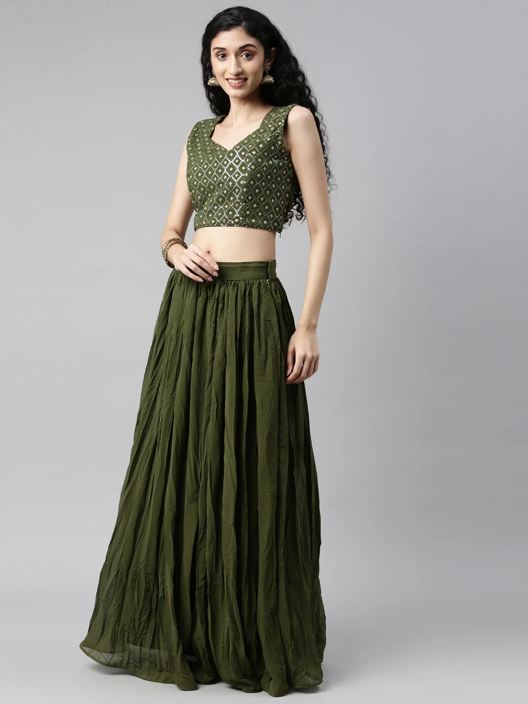 Neerus Mehadi Green Color Georgette Fabric Suit Set - Image 45