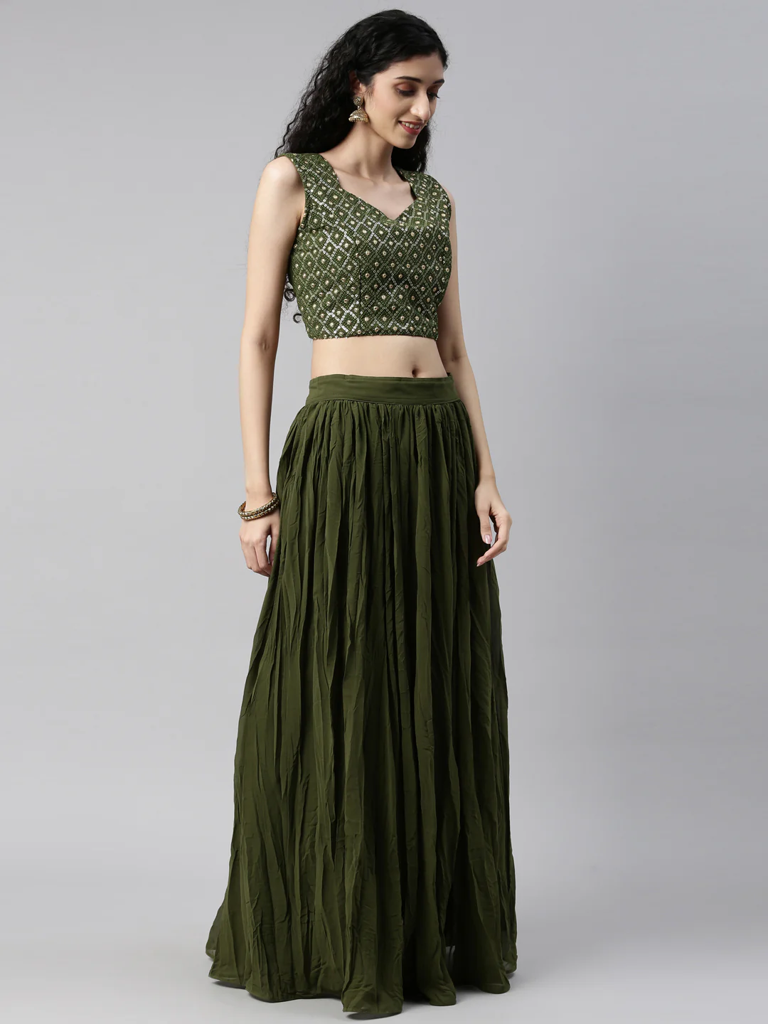 Neerus Mehadi Green Color Georgette Fabric Suit Set - Image 46