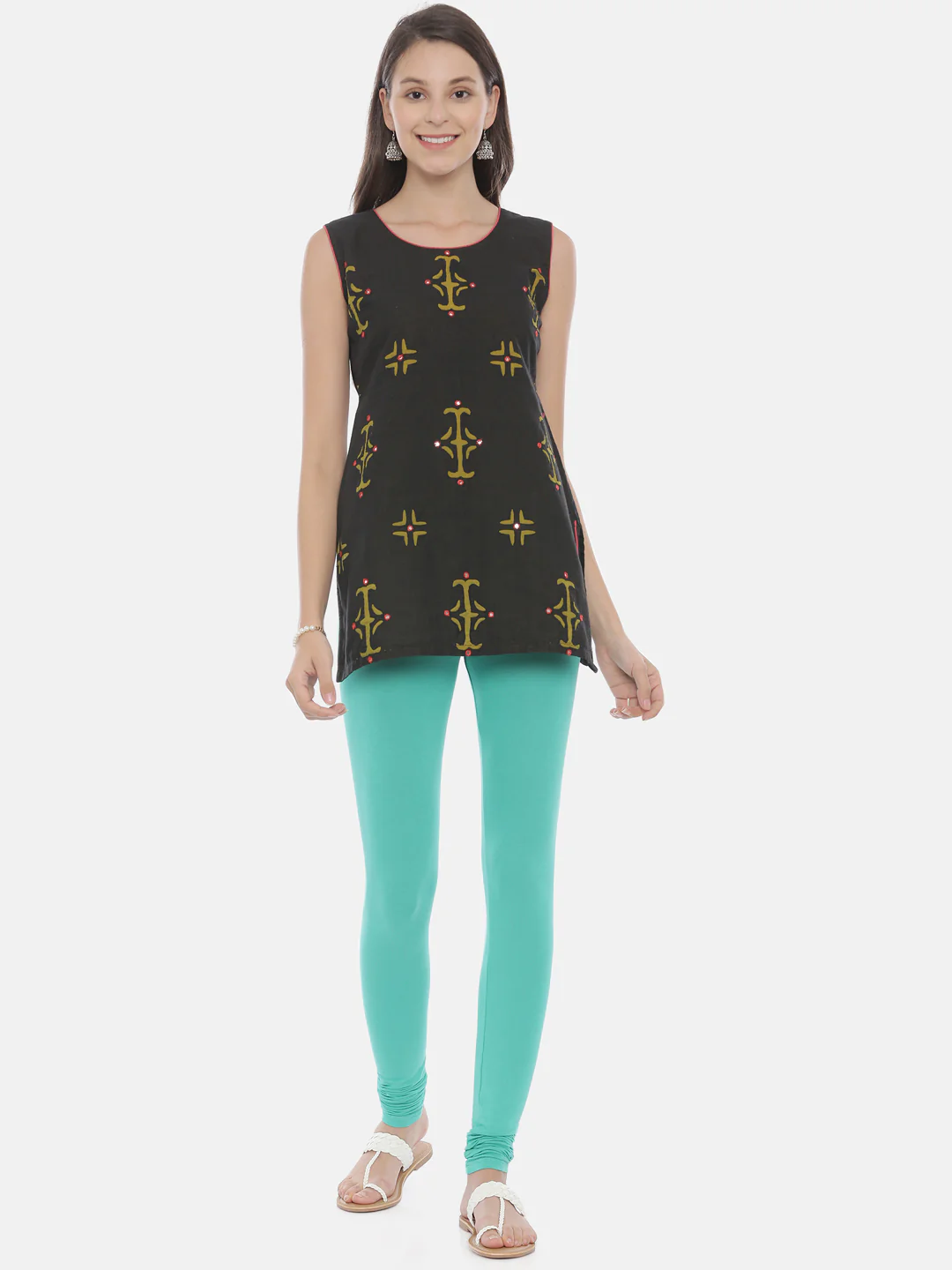 Neerus Mint Color Lycra Fabric Leggings - Image 29