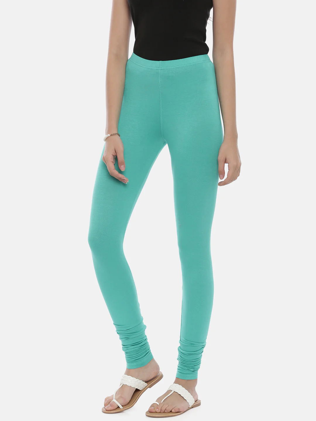 Neerus Mint Color Lycra Fabric Leggings - Image 7