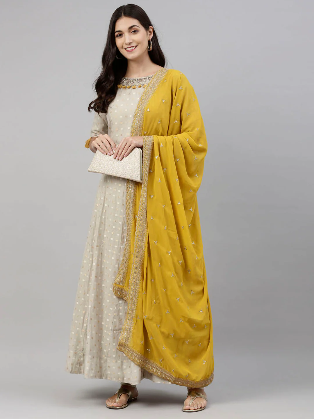 Neerus Mouse Color Chanderi Fabric Suit-Anarkali - Image 9