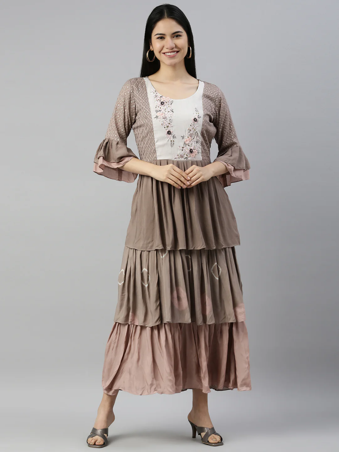 Neerus Mouse Color Muslin Fabric Kurta