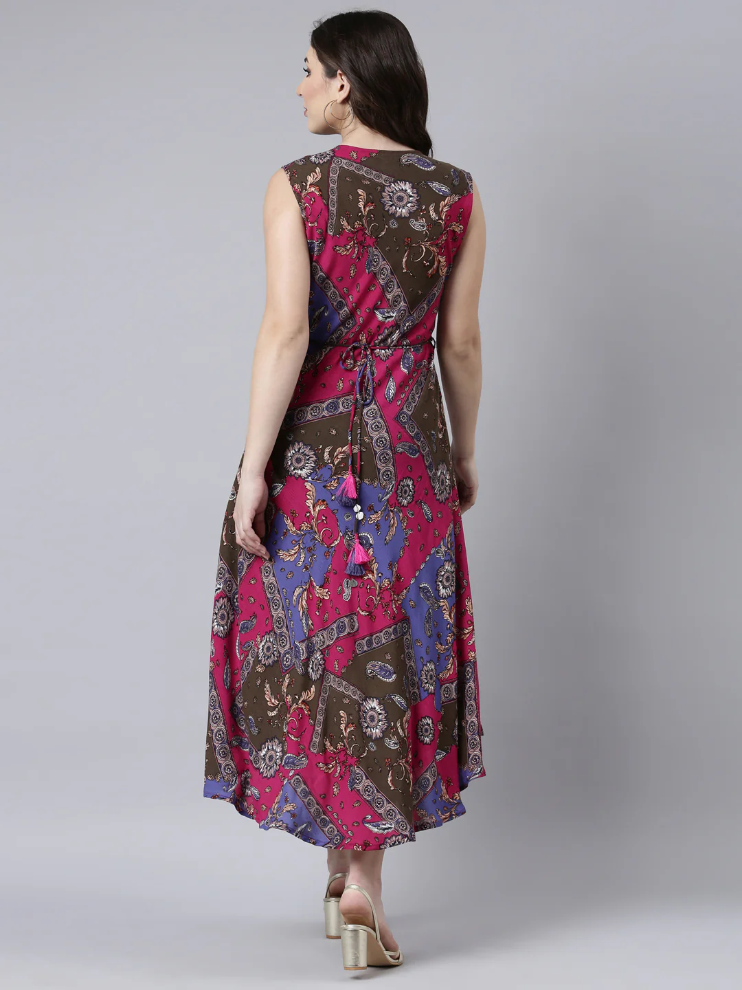 Neerus Multi High-Low Casual Floral A-Line Dresses - Image 3