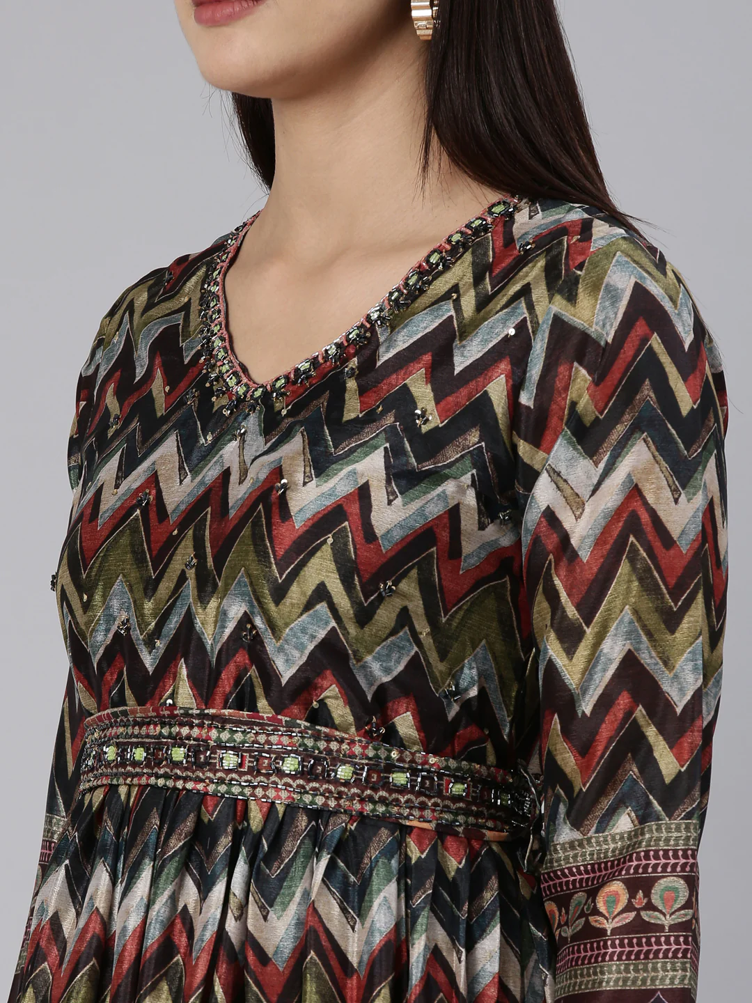 Neerus Multi Straight Casual Chevron Dress - Image 4