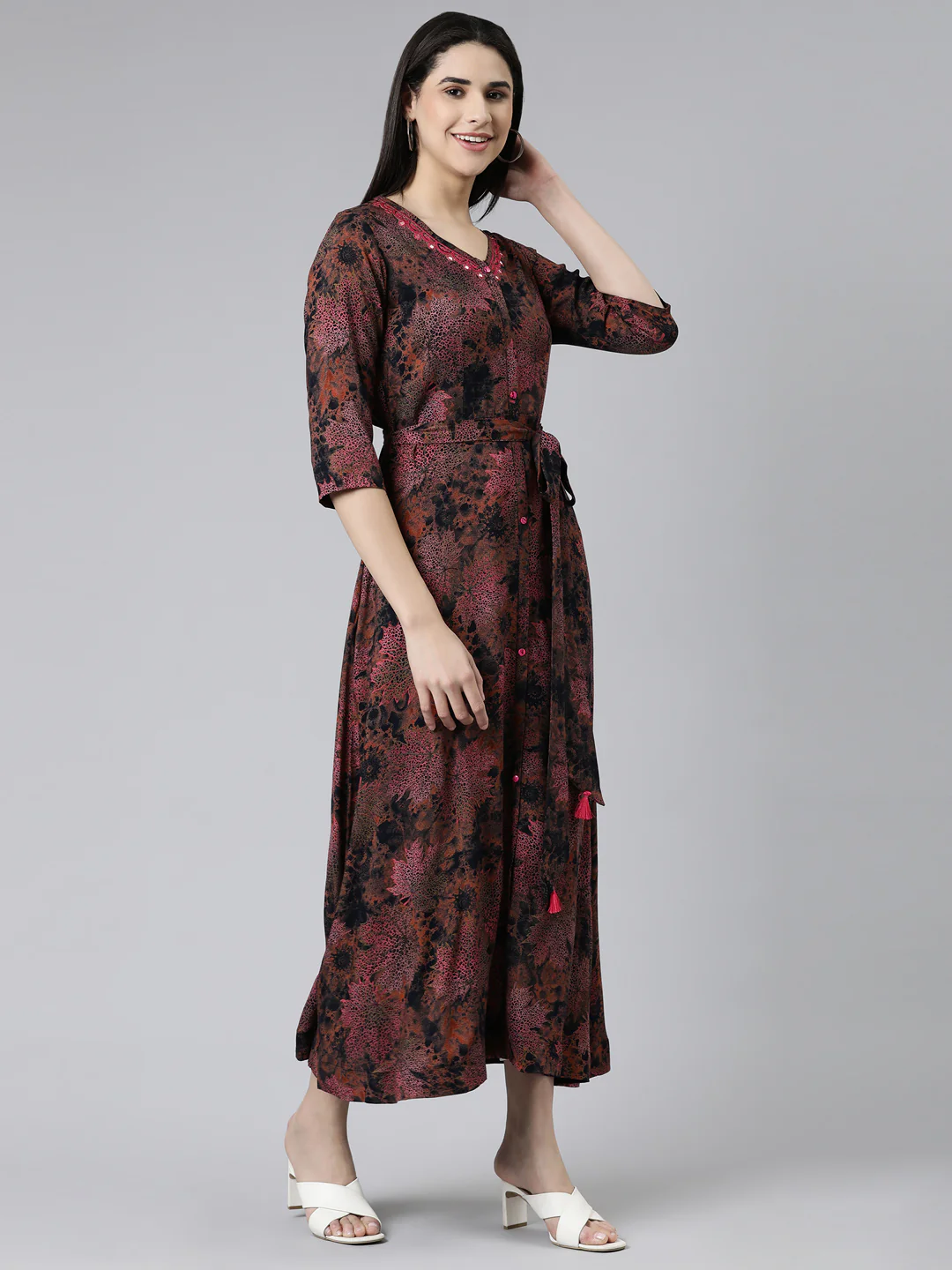 Neerus Multi Straight Casual Printed Dress - Image 2