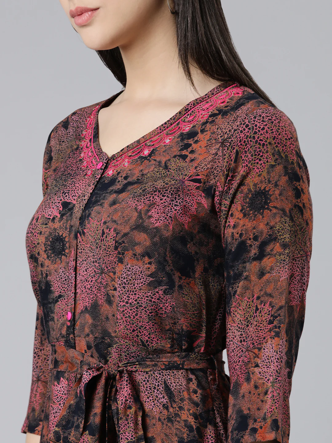 Neerus Multi Straight Casual Printed Dress - Image 4