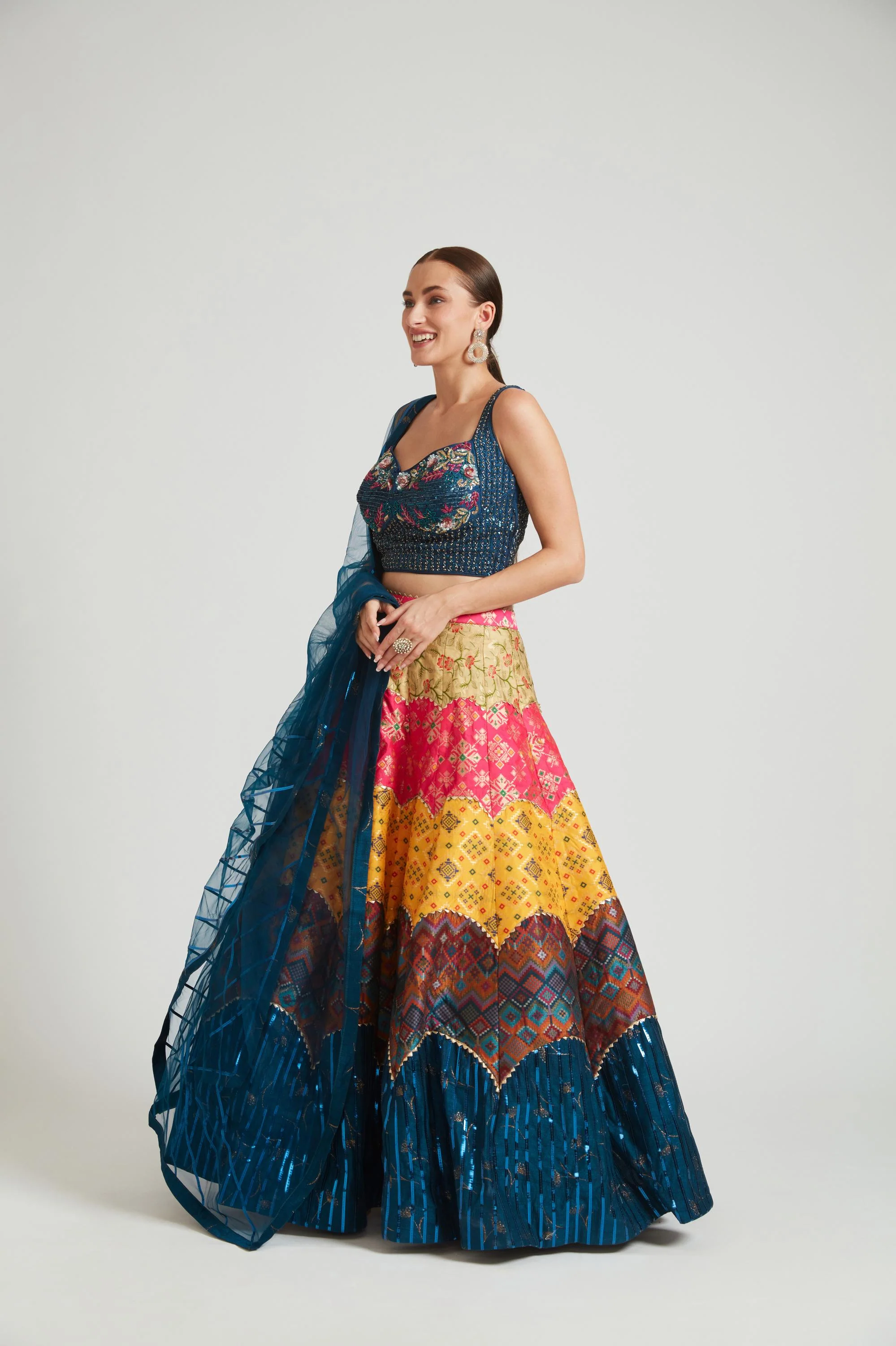 Neerus Multicolor Color Silk Fabric Lehenga Choli