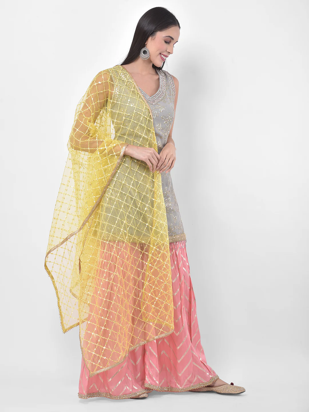 Neerus Multicolor Embellished Kurta With Sharara & Dupatta - Image 2