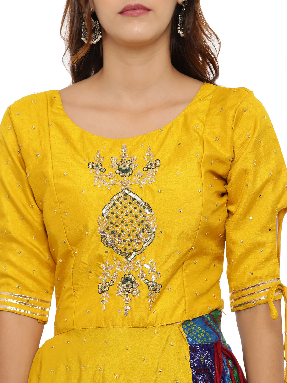 Neerus Multicolor Embellished Kurta With Skirt & Dupatta - Image 2