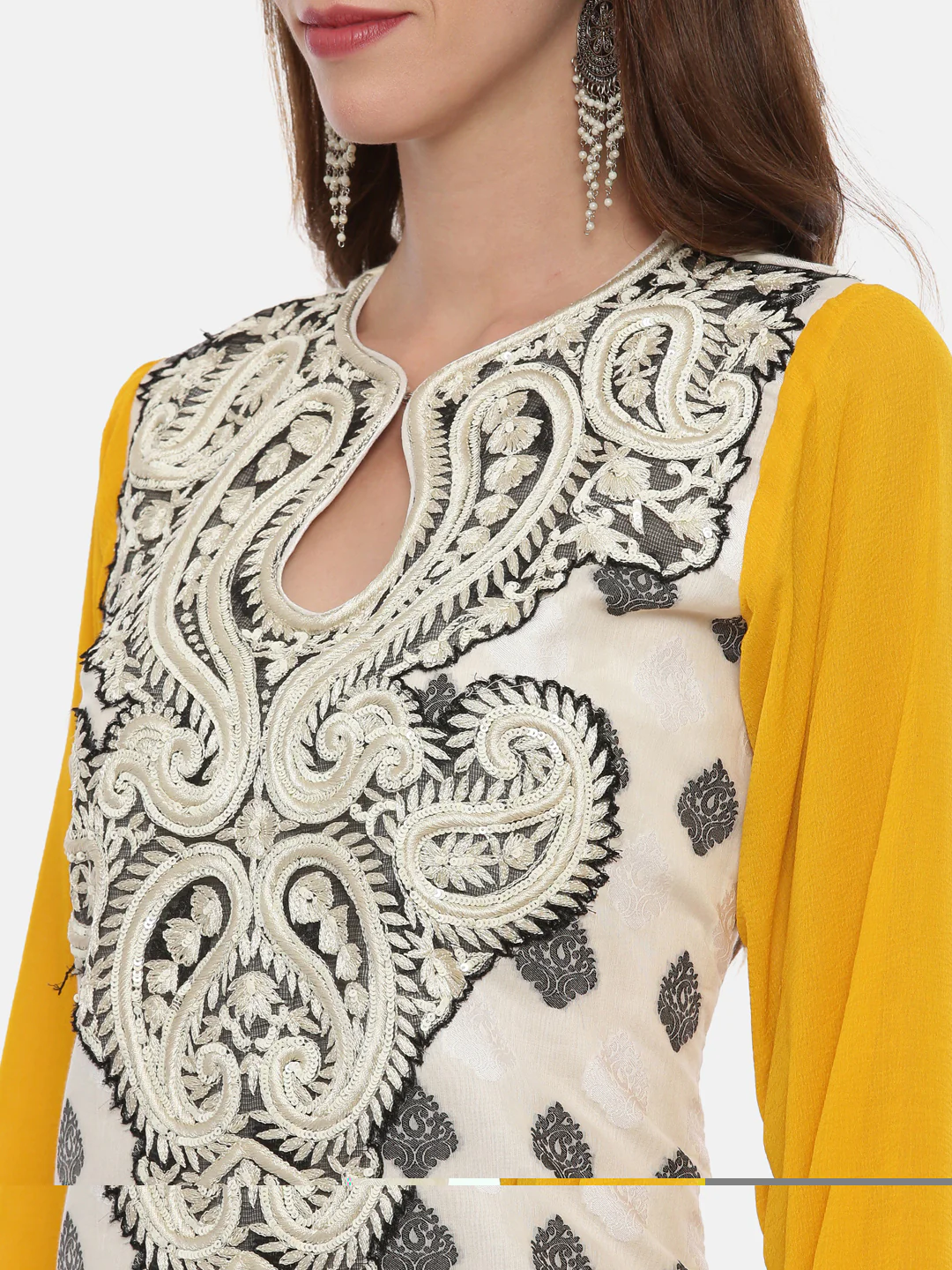 Neerus Multicolor Embroidered Kurta With Churidar & Dupatta - Image 2