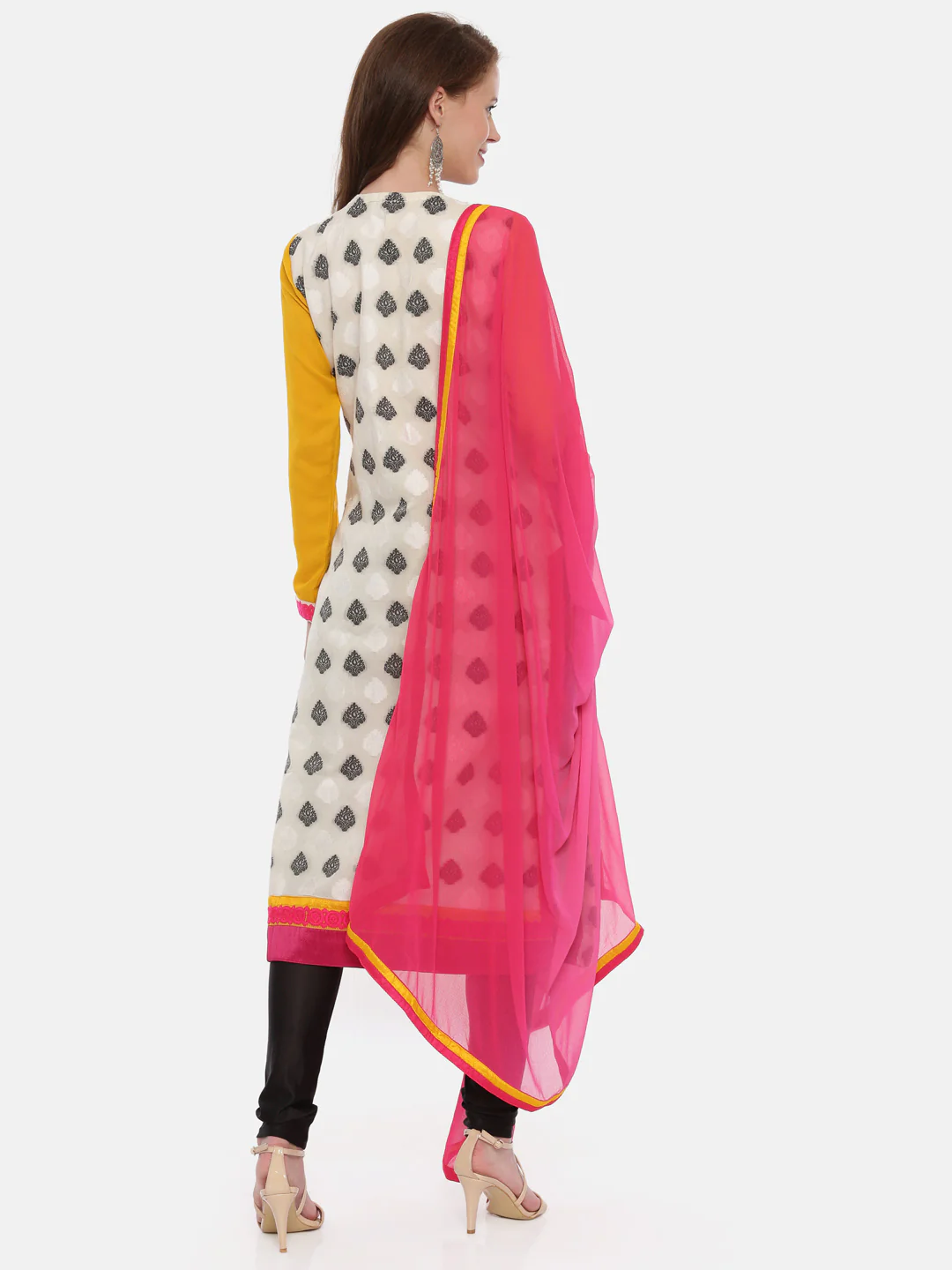Neerus Multicolor Embroidered Kurta With Churidar & Dupatta - Image 3