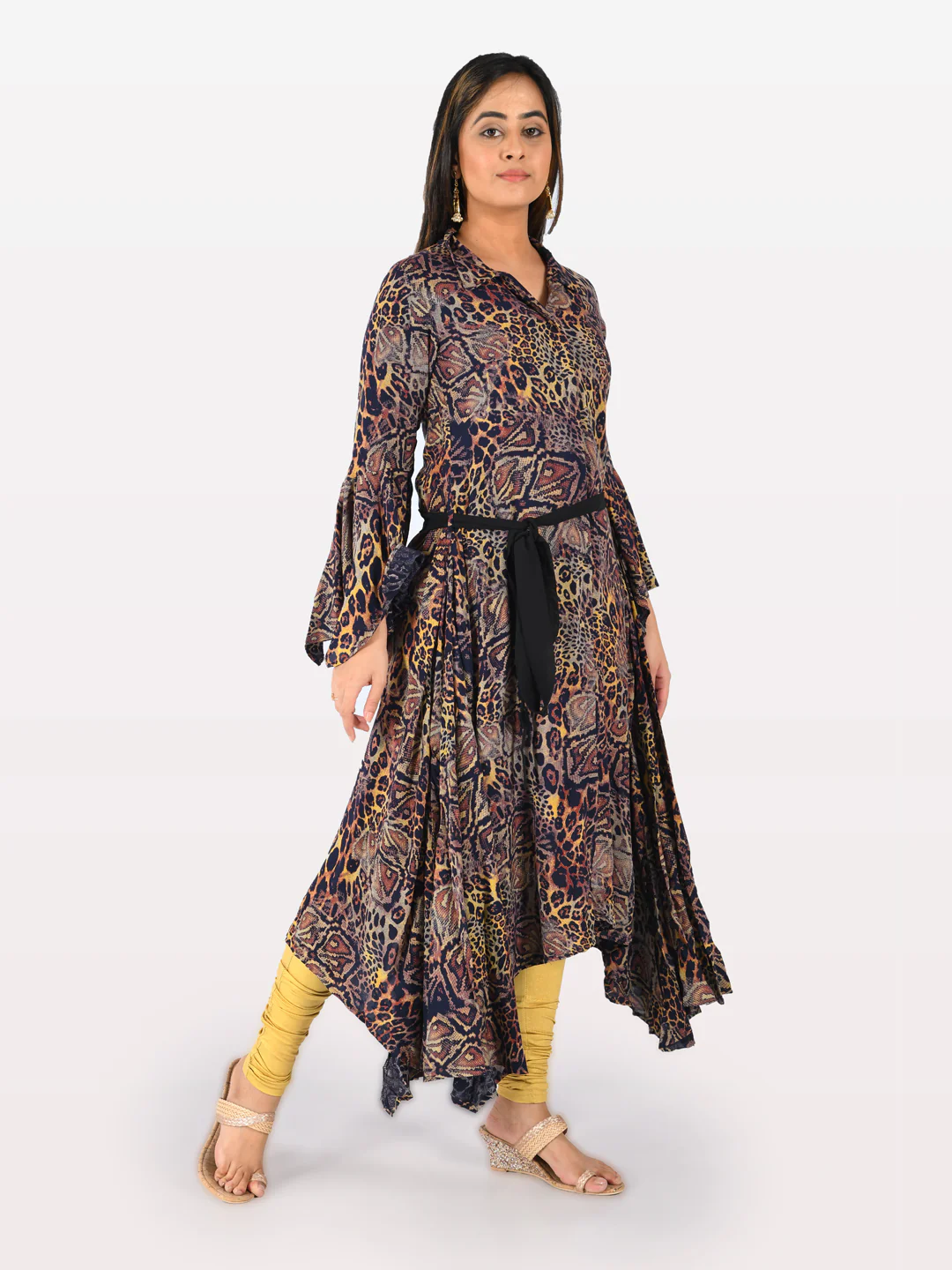 Neerus Multicolor Printed High Low Kurta - Image 4