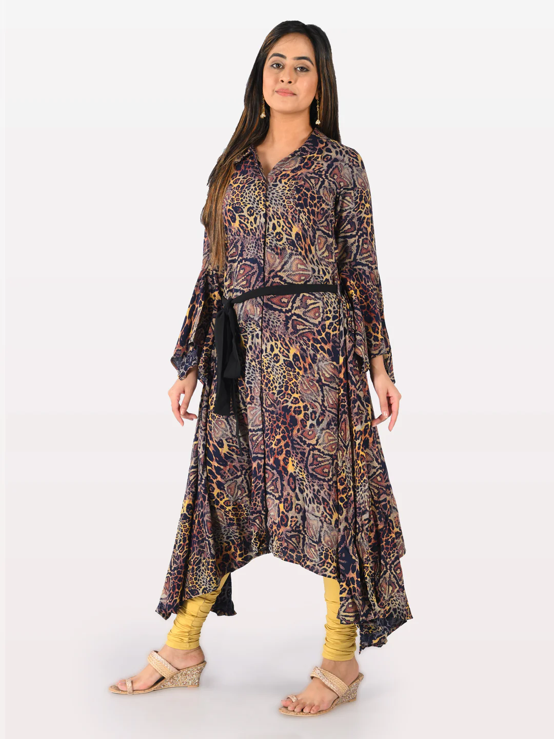 Neerus Multicolor Printed High Low Kurta - Image 5
