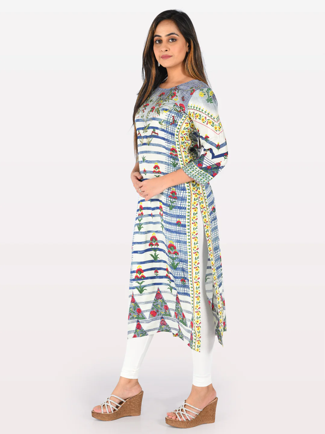 Neerus Multicolor Printed Straight Kurta - Image 2