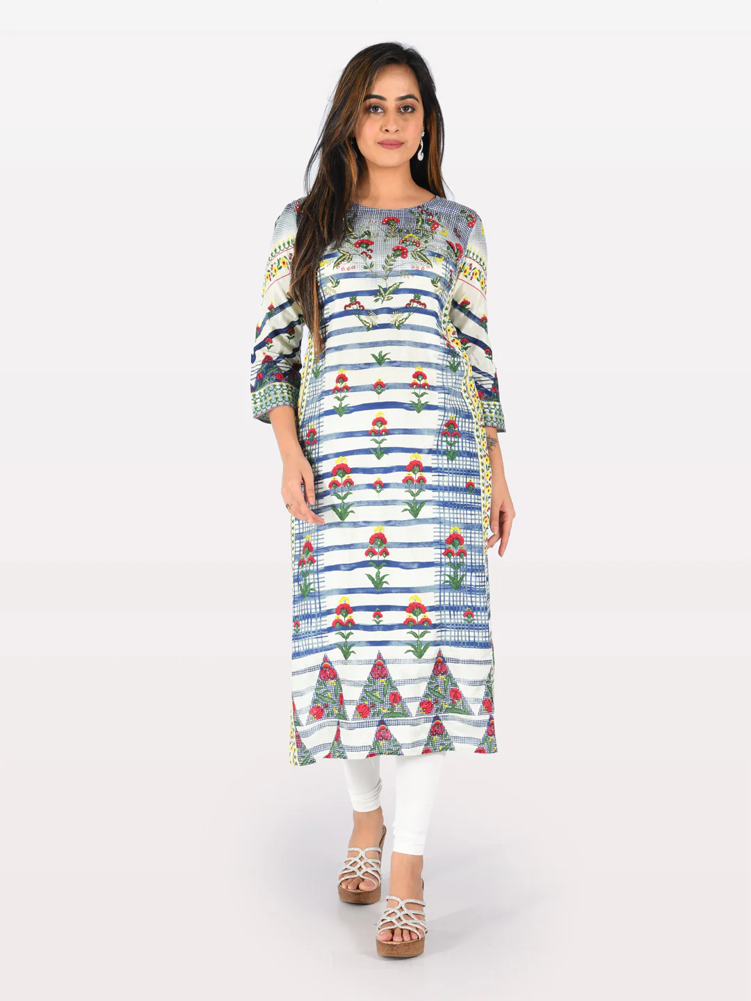 Neerus Multicolor Printed Straight Kurta - Image 5