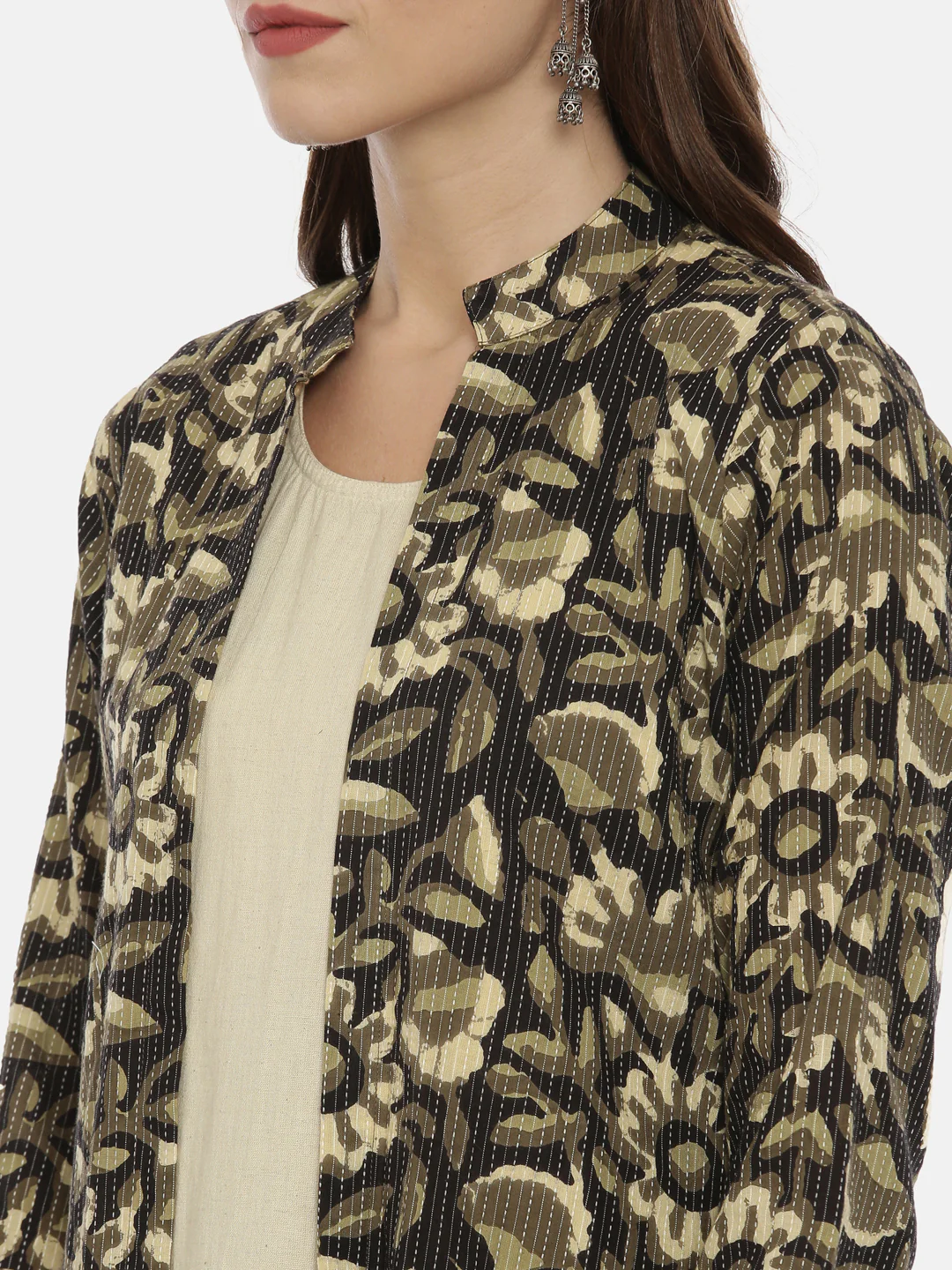 Neerus Multicolor Printed Straight Kurta With Jacket - Image 2