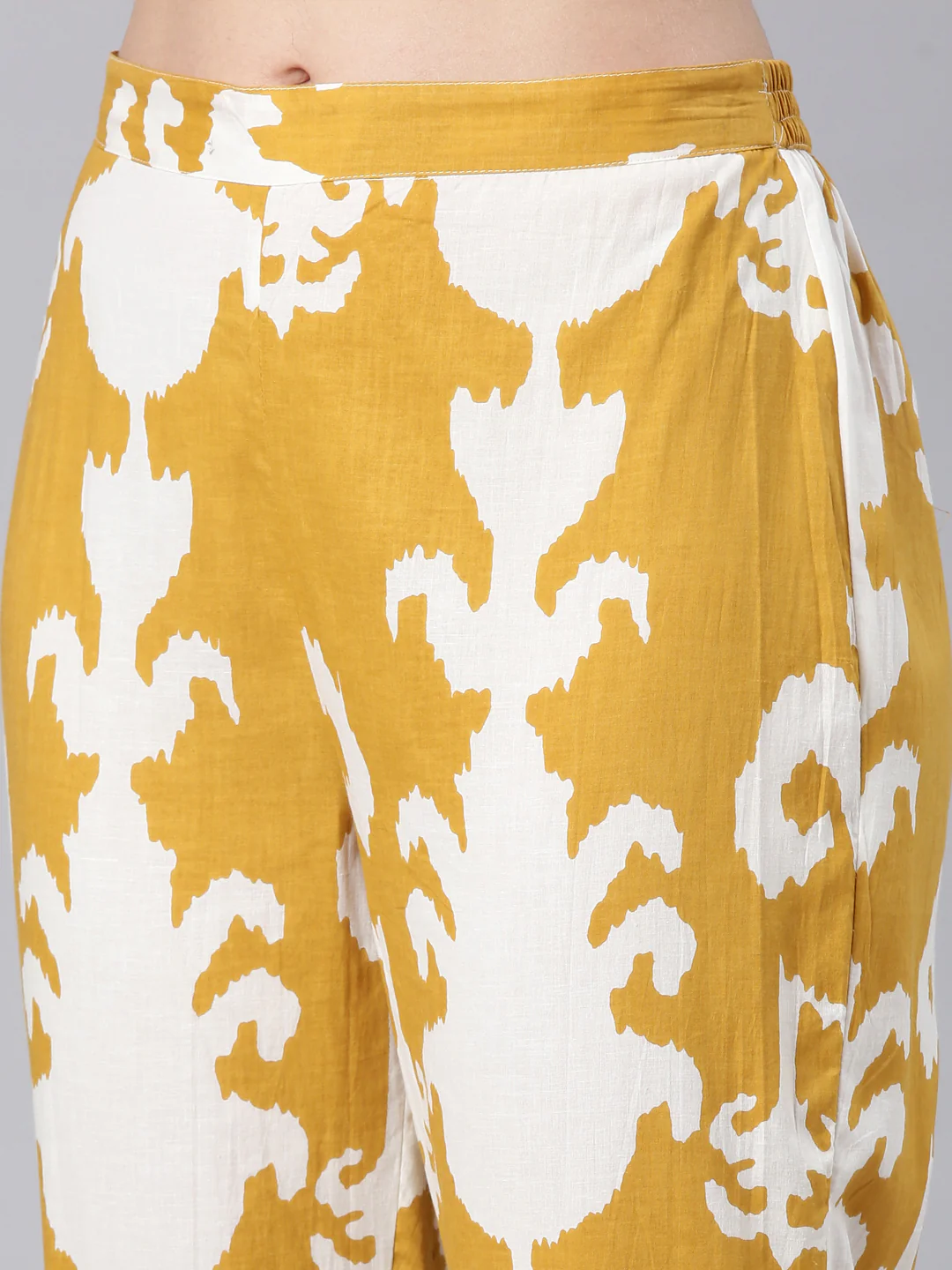 Neerus Mustard Casual Chevron Straight Kurta and Trouser - Image 7