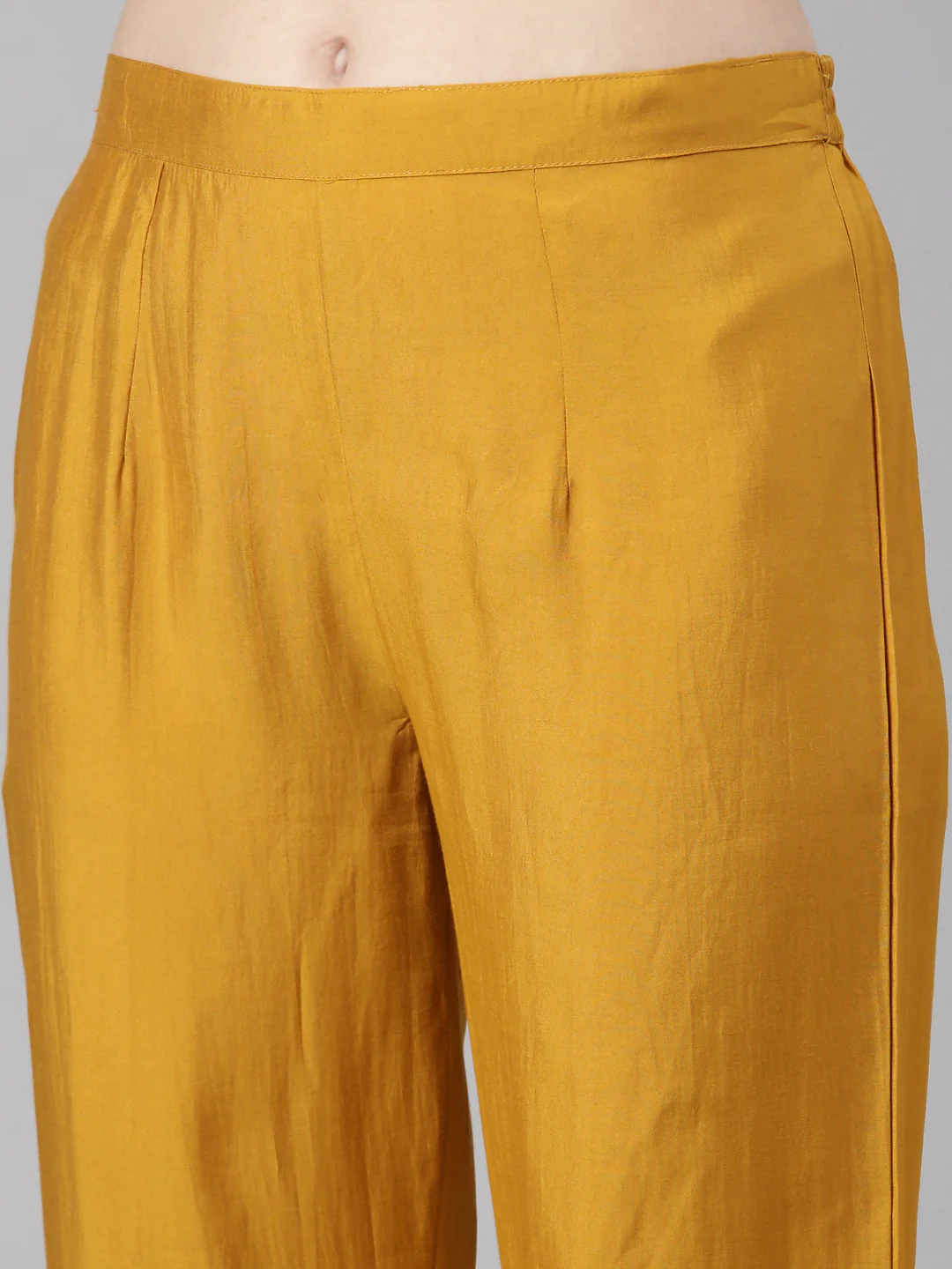 Neerus Mustard Casual Solid Straight Kurta and Trousers With Dupatta - Image 7
