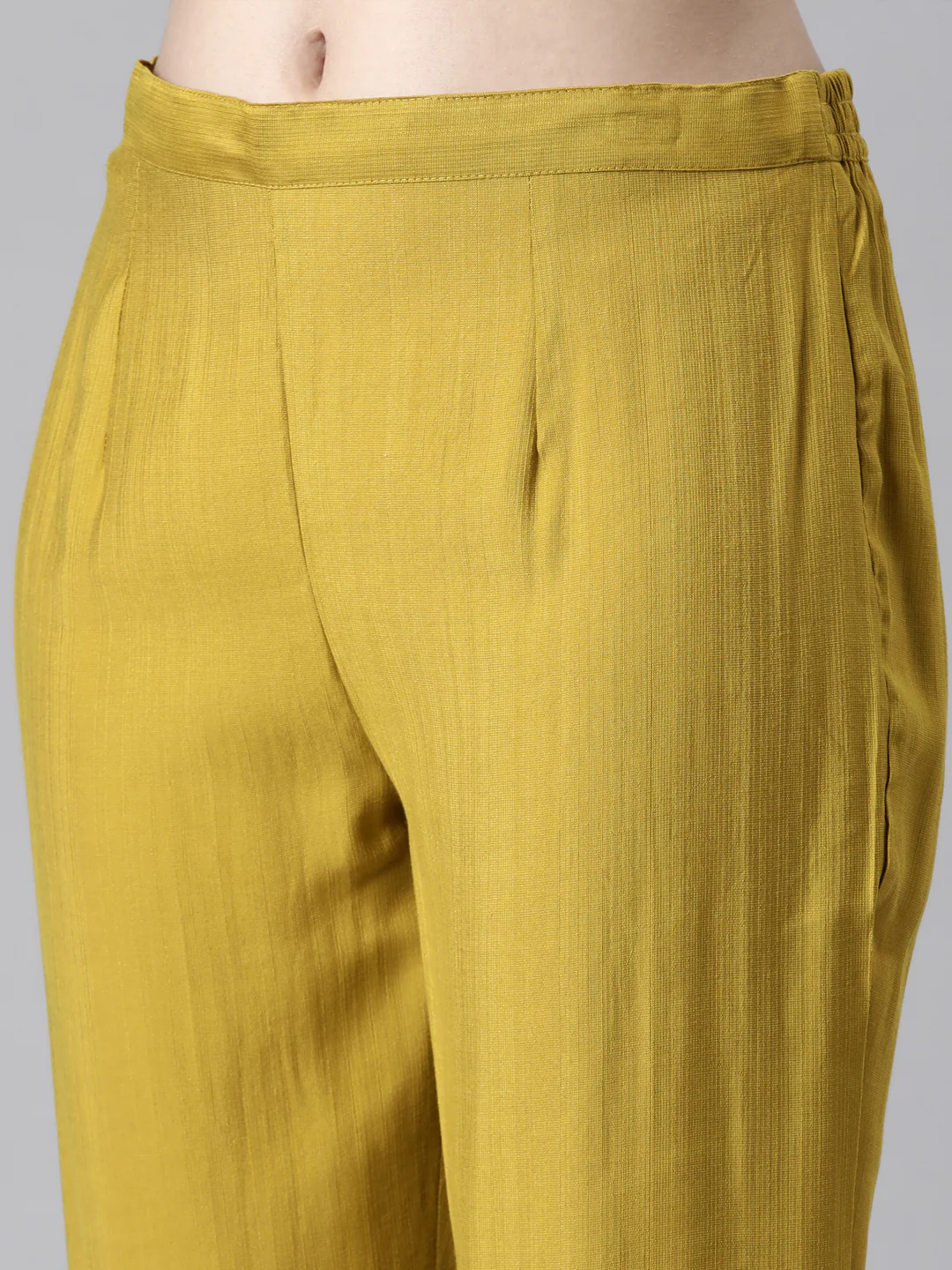 Neerus Mustard Casual Straight Kurta and Trousers With Dupatta - Image 7