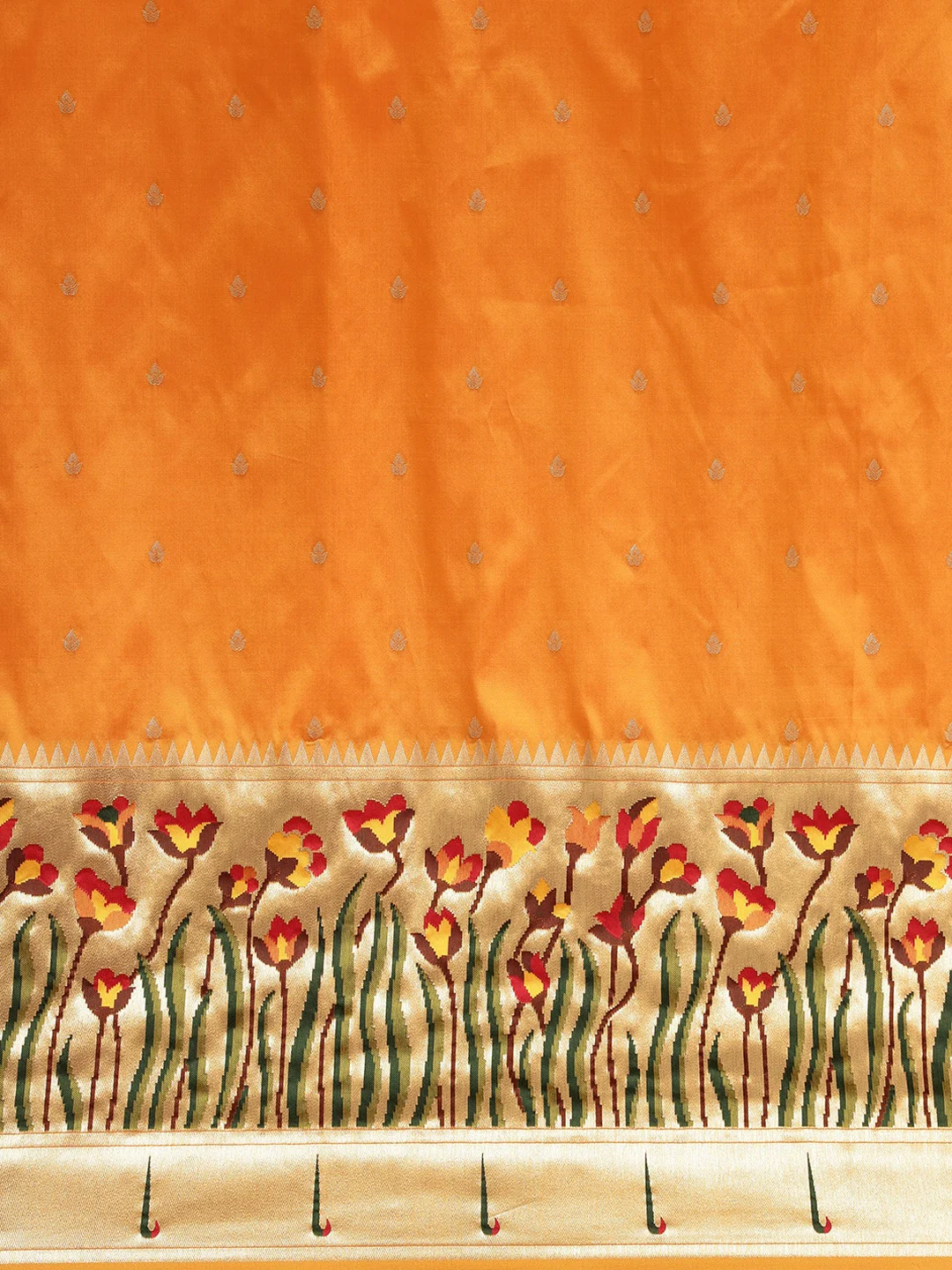 Neerus Mustard Color Banaras Fabric Saree - Image 3