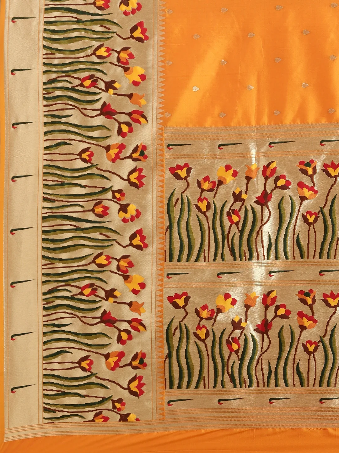 Neerus Mustard Color Banaras Fabric Saree - Image 4