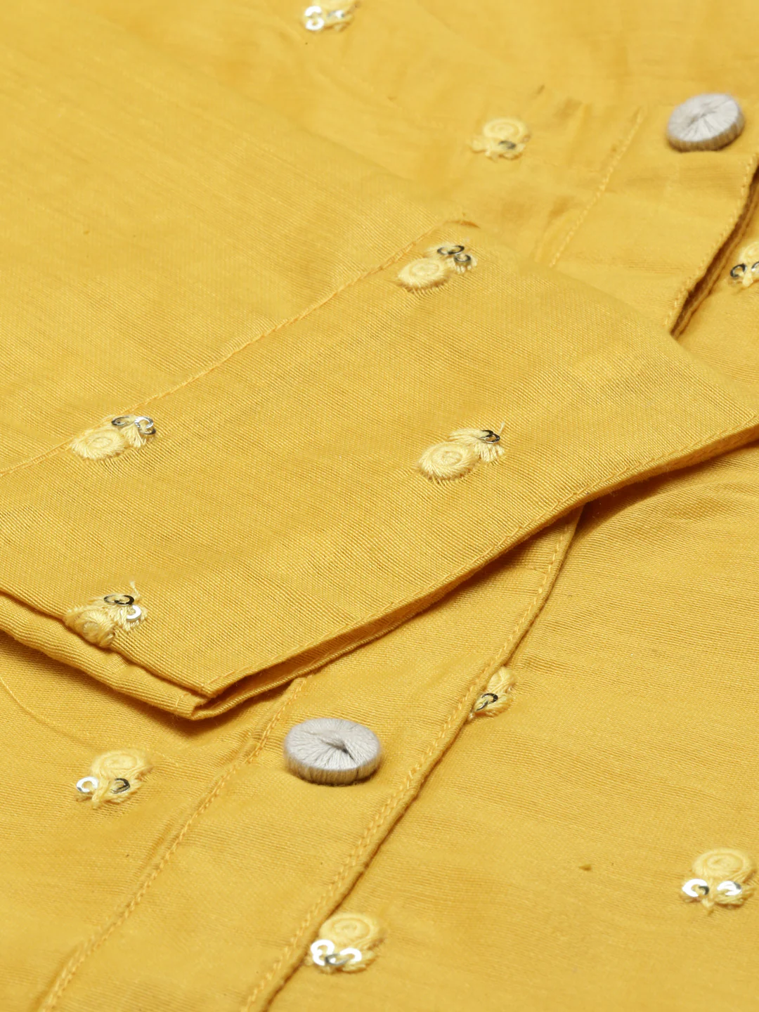 Neerus Mustard Color Chanderi Fabric Kurta Set - Image 2