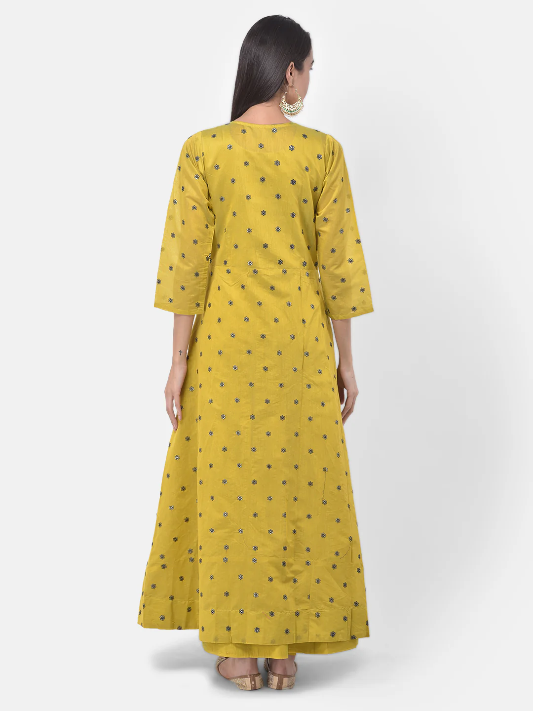 Neerus Mustard Color Chanderi Fabric Suit-Fusion - Image 3