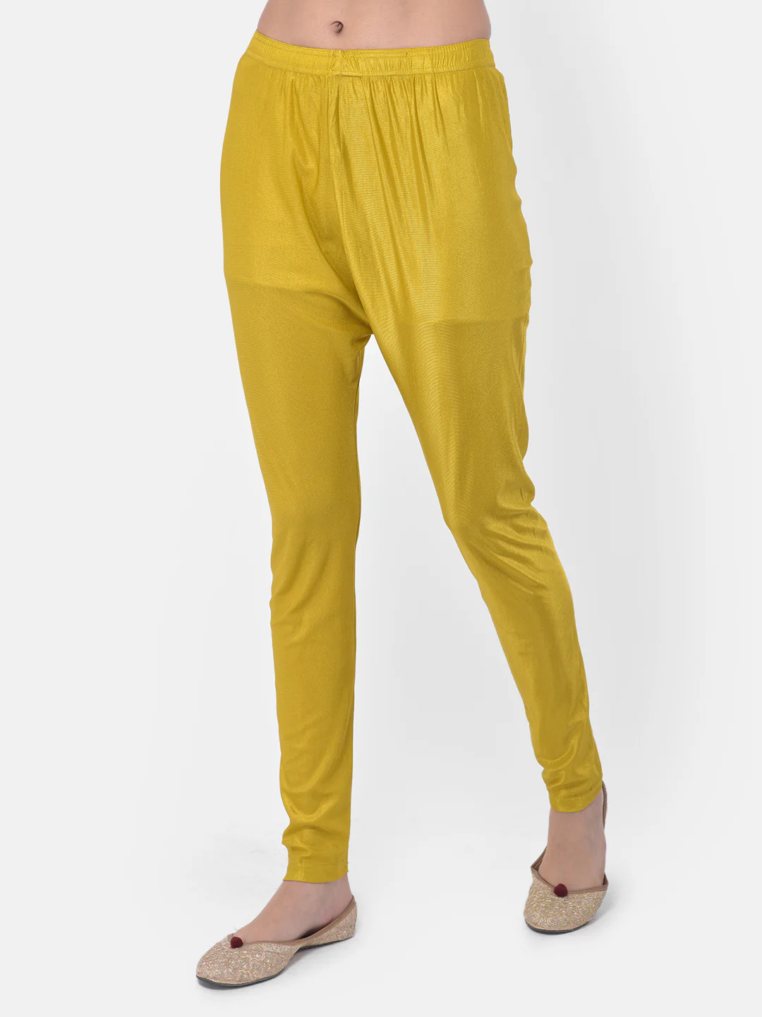 Neerus Mustard Color Chanderi Fabric Suit-Fusion - Image 4