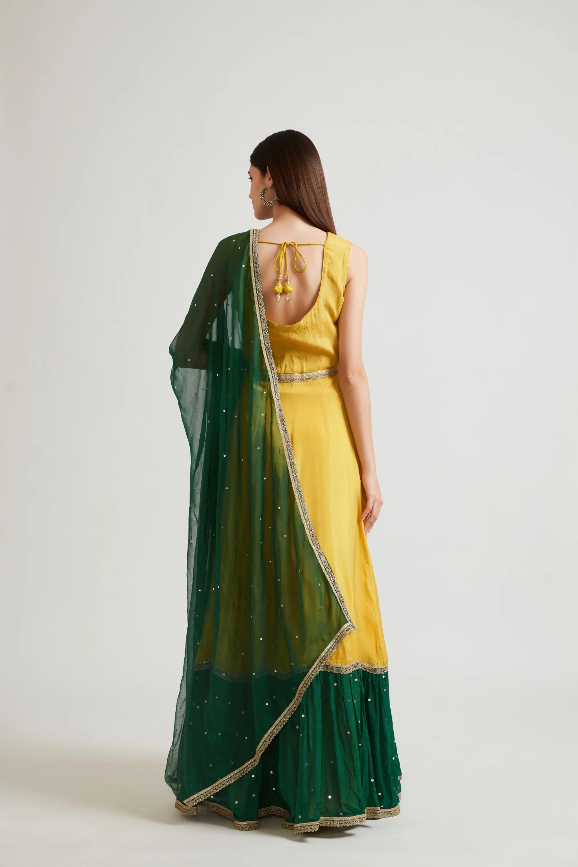 Neerus Mustard Color Chinon Fabric Anarkali Suit - Image 3