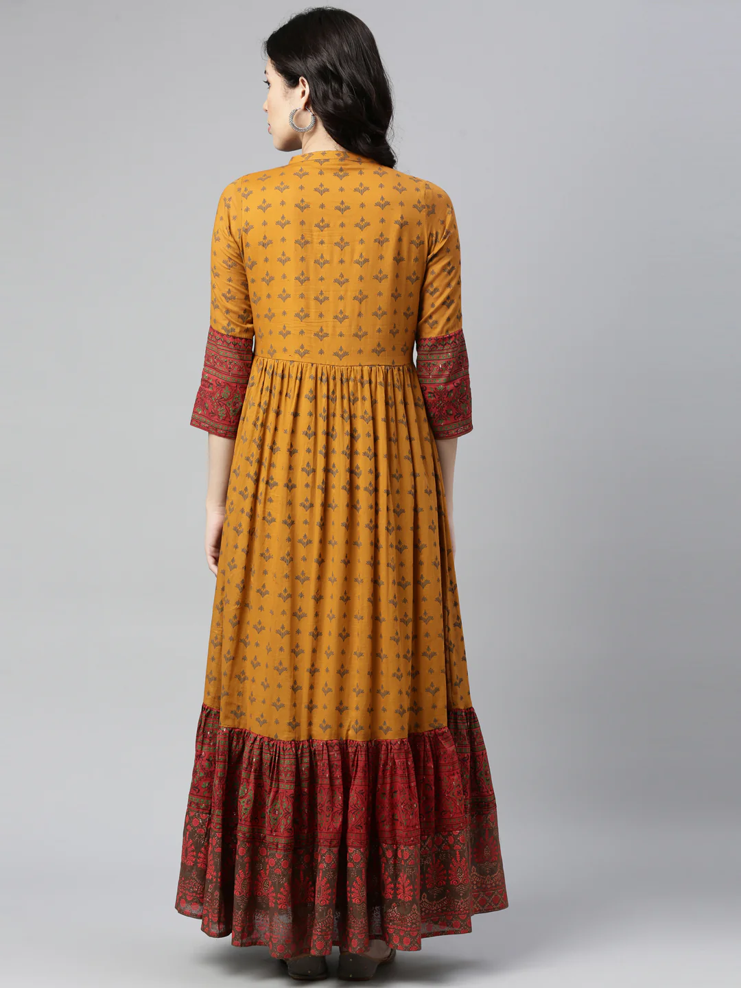 Neerus Mustard Color Cotton Fabric Kurta - Image 2