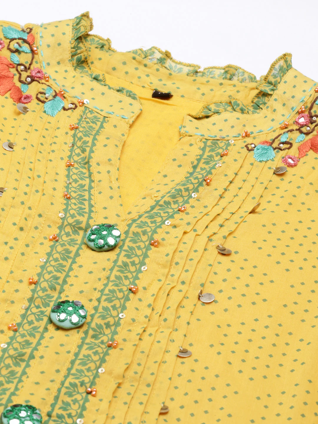Neerus Mustard Color Cotton Fabric Kurta - Image 2