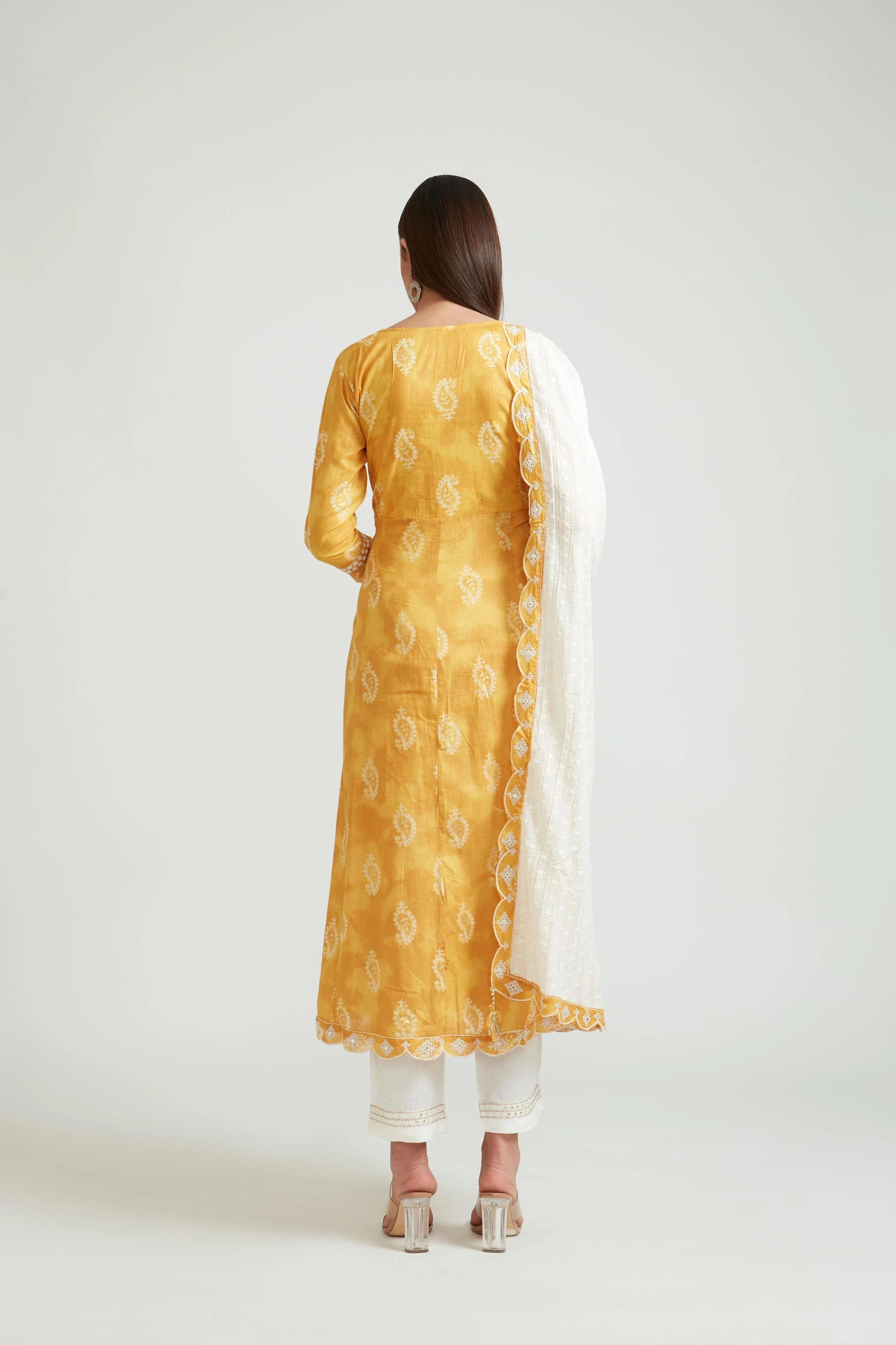 Neerus Mustard Color Cotton Fabric Kurta Set - Image 2