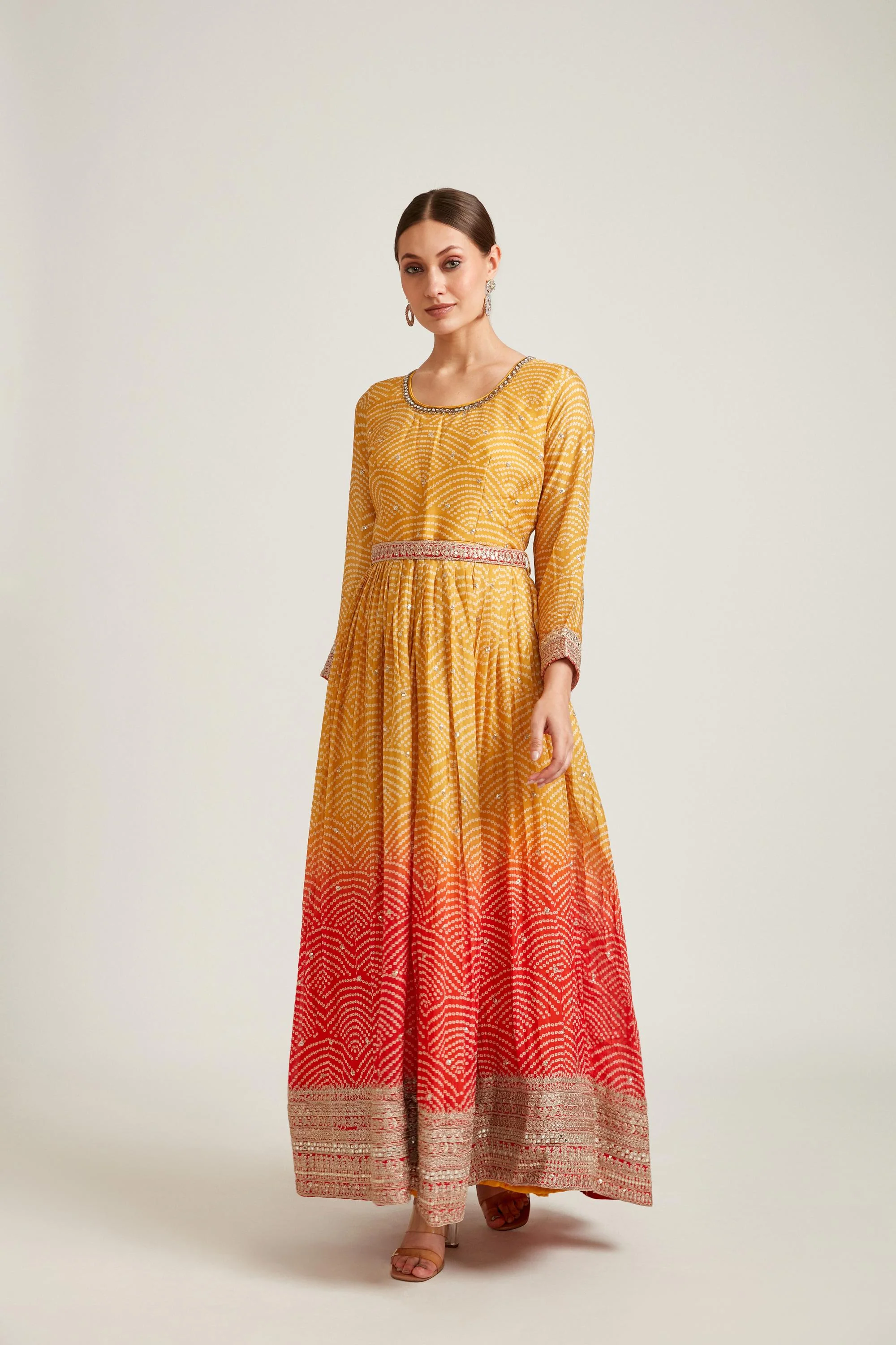 Neerus Mustard Color Georgette Fabric Gown - Image 4