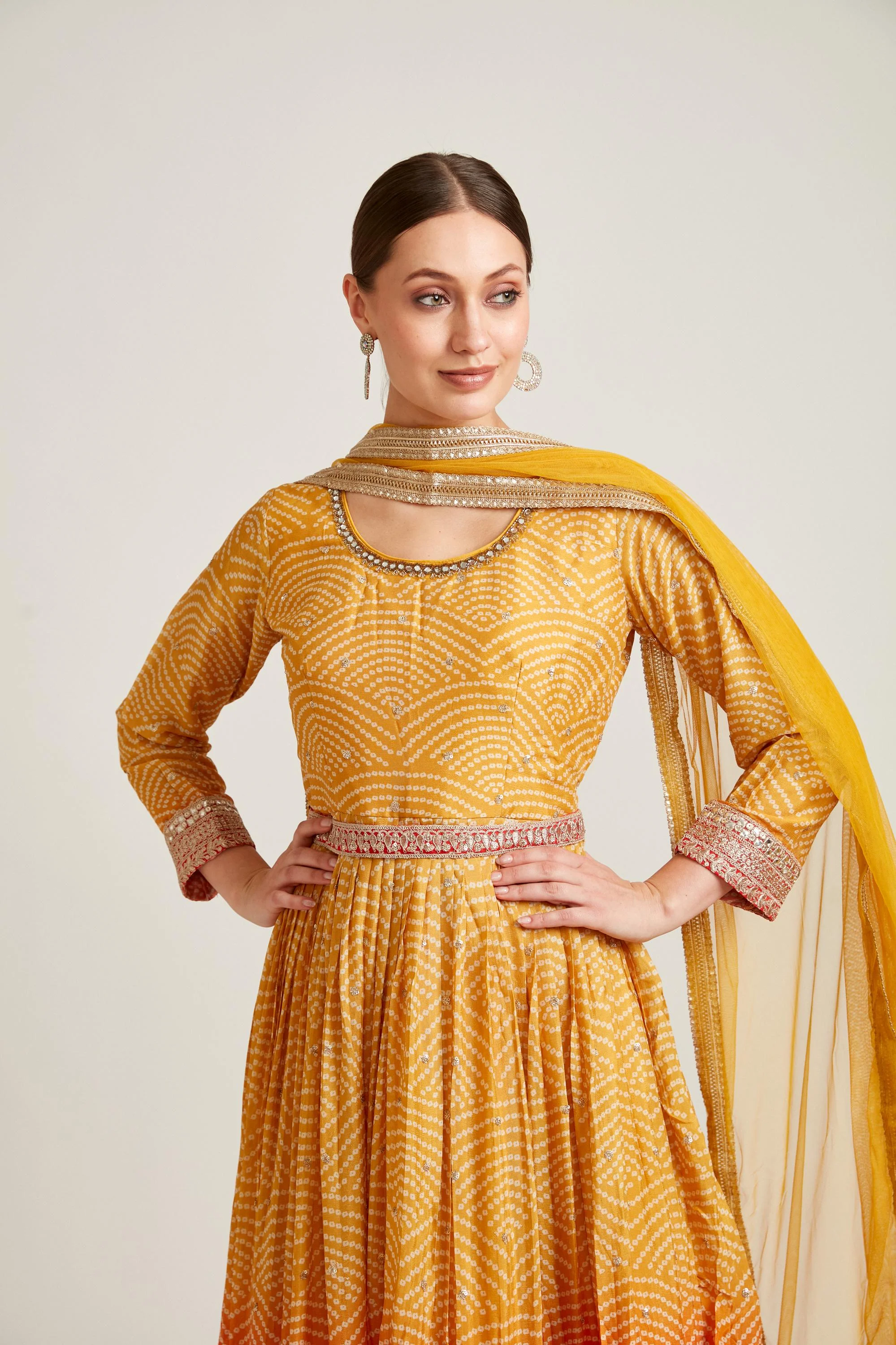 Neerus Mustard Color Georgette Fabric Gown - Image 5