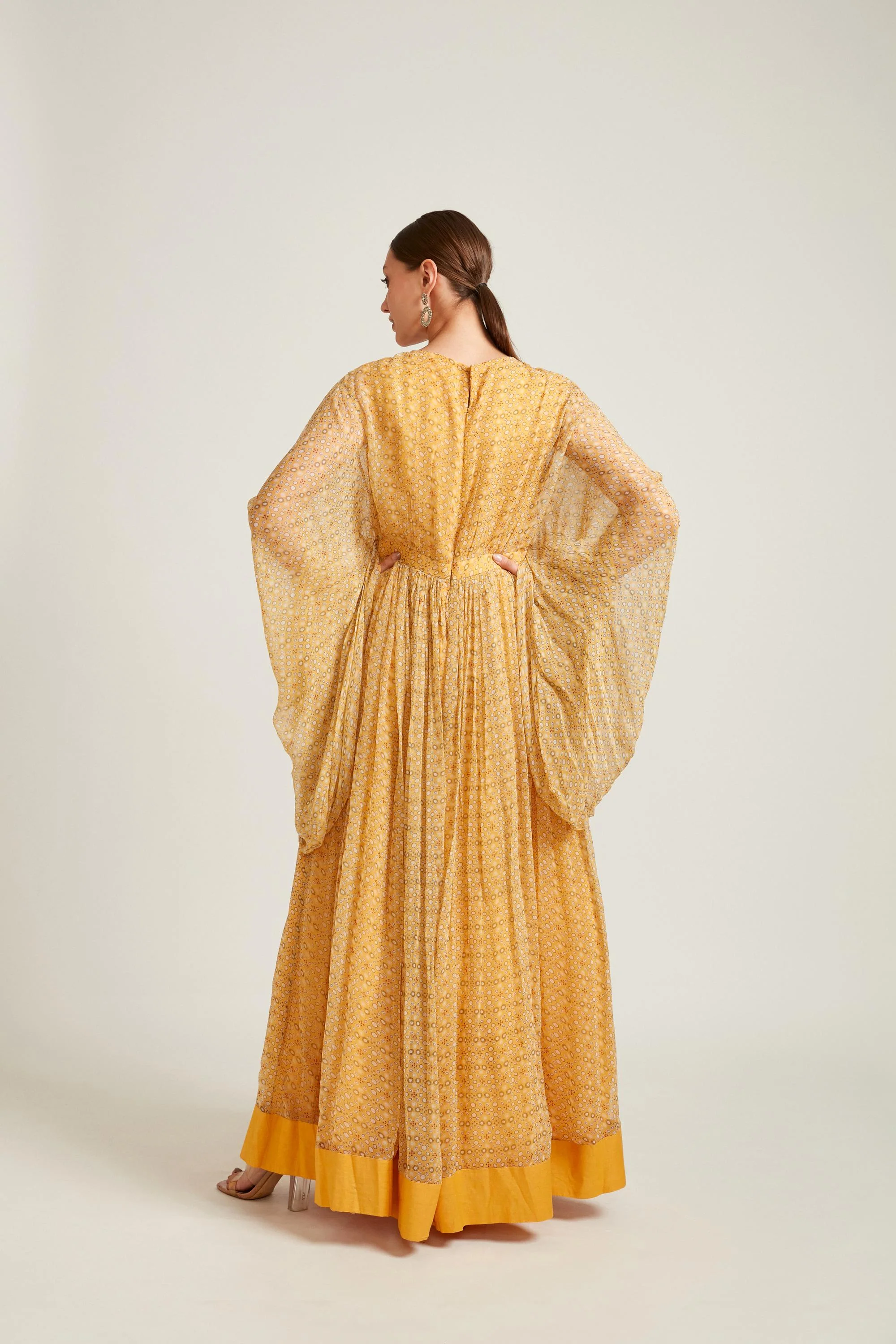 Neerus Mustard Color Georgette Fabric Gown - Image 4