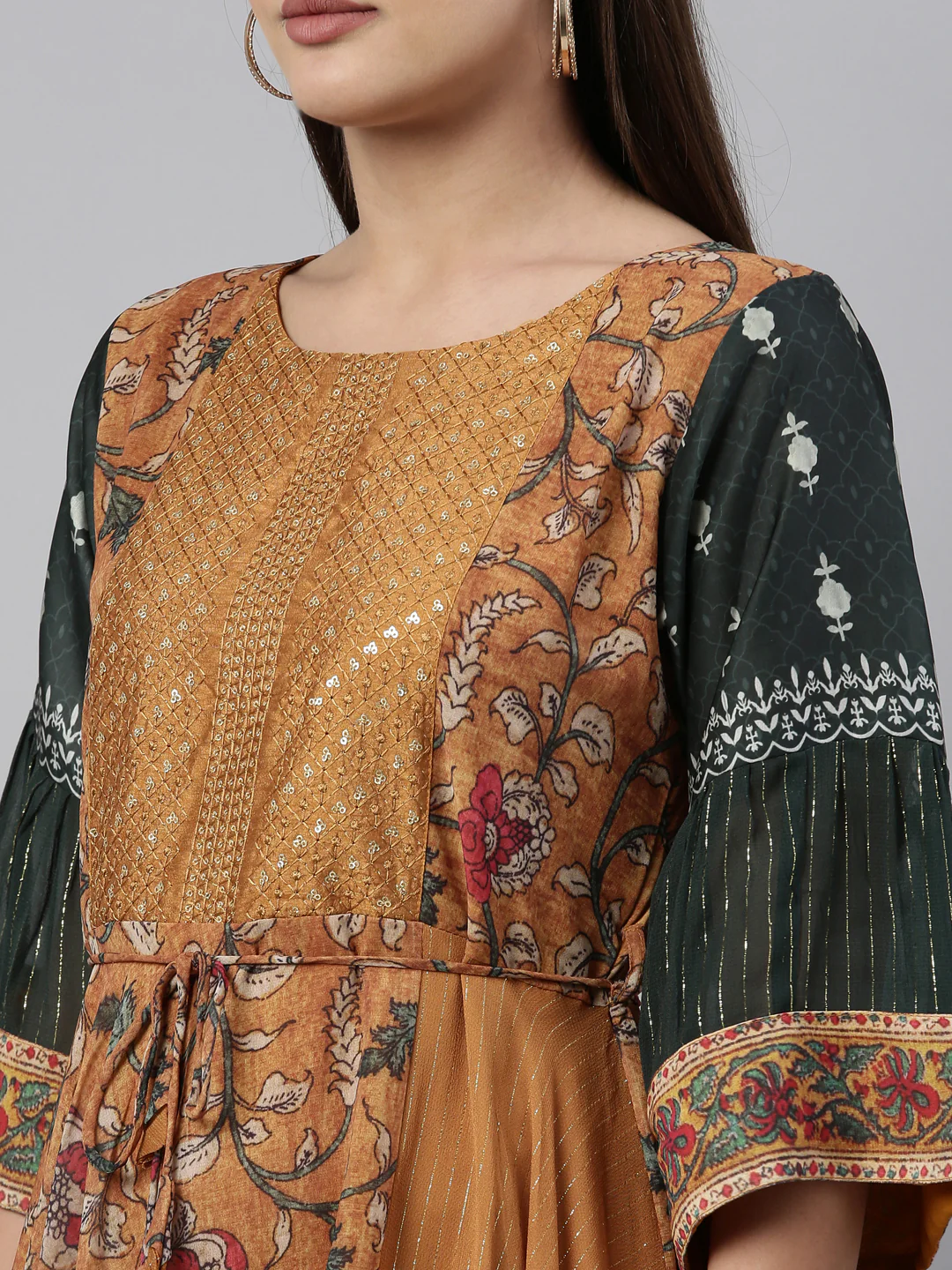 Neerus Mustard Color Georgette Fabric Kurta - Image 8