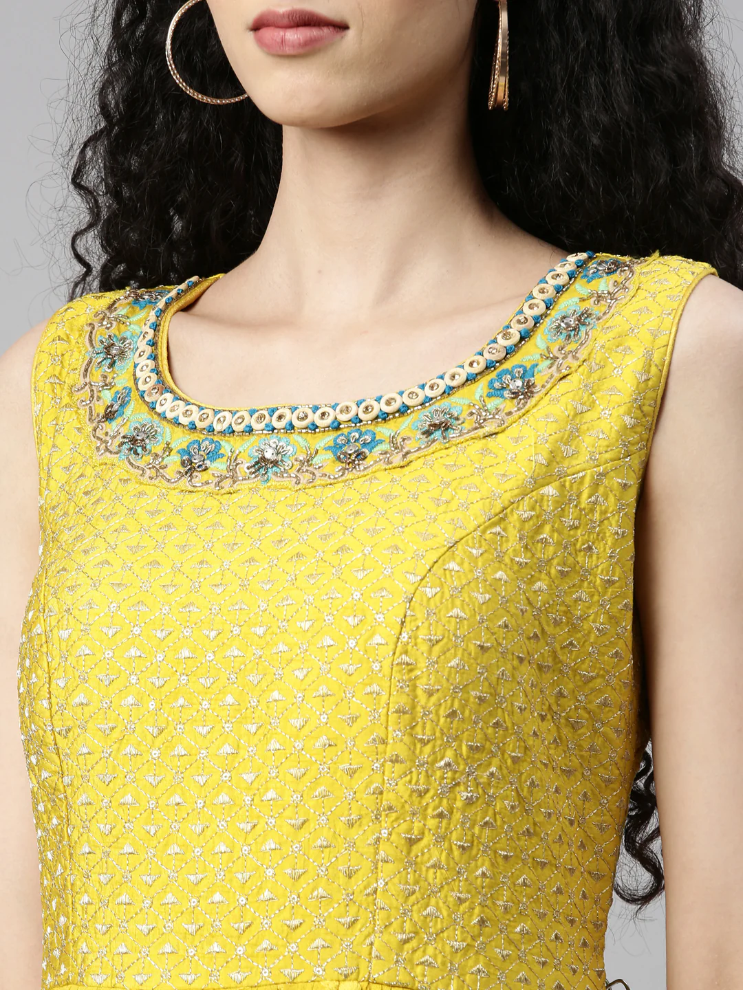 Neerus Mustard Color Georgette Fabric Kurta Set - Image 2