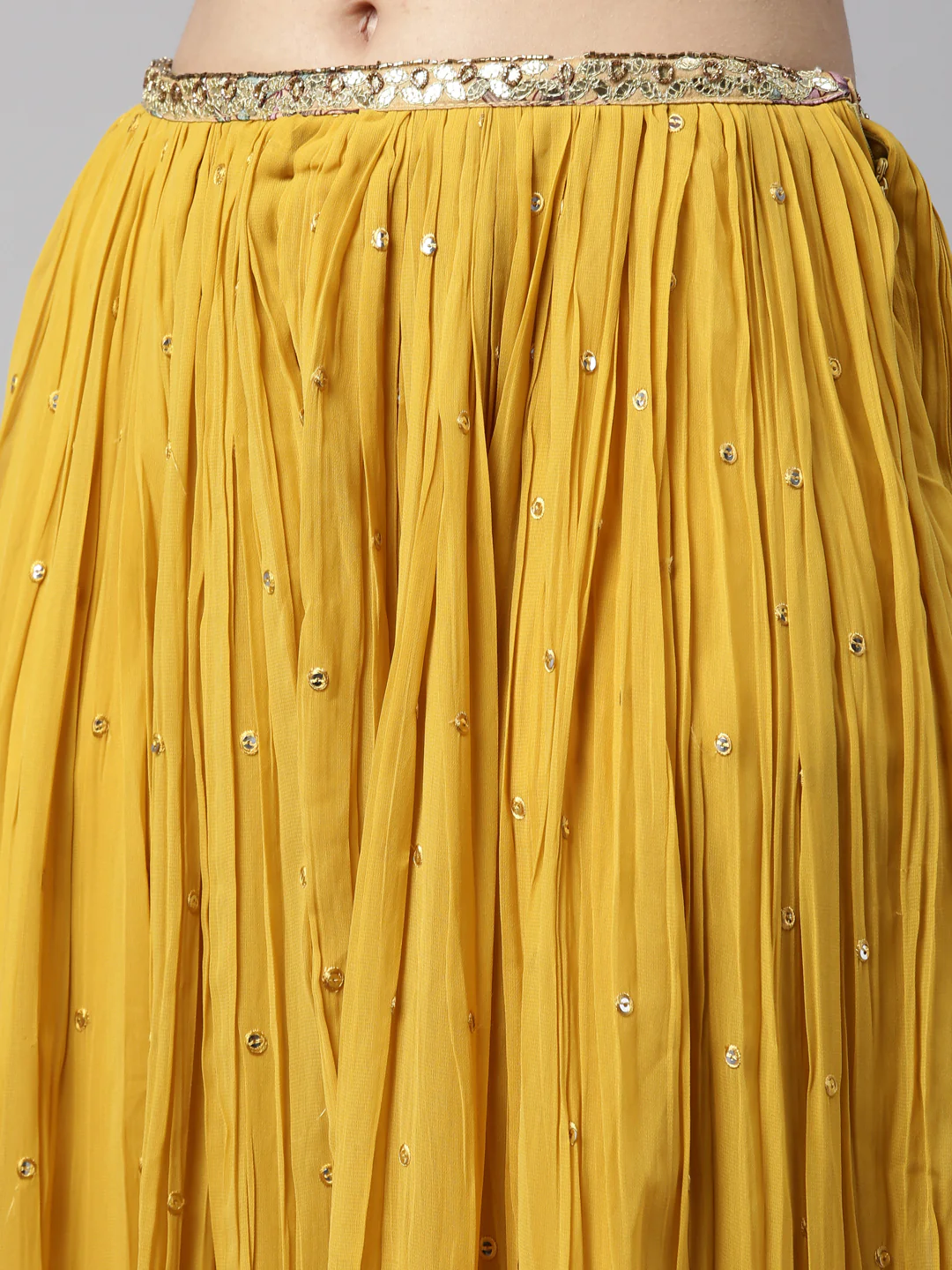 Neerus Mustard Color Georgette Fabric Lehenga Set - Image 4